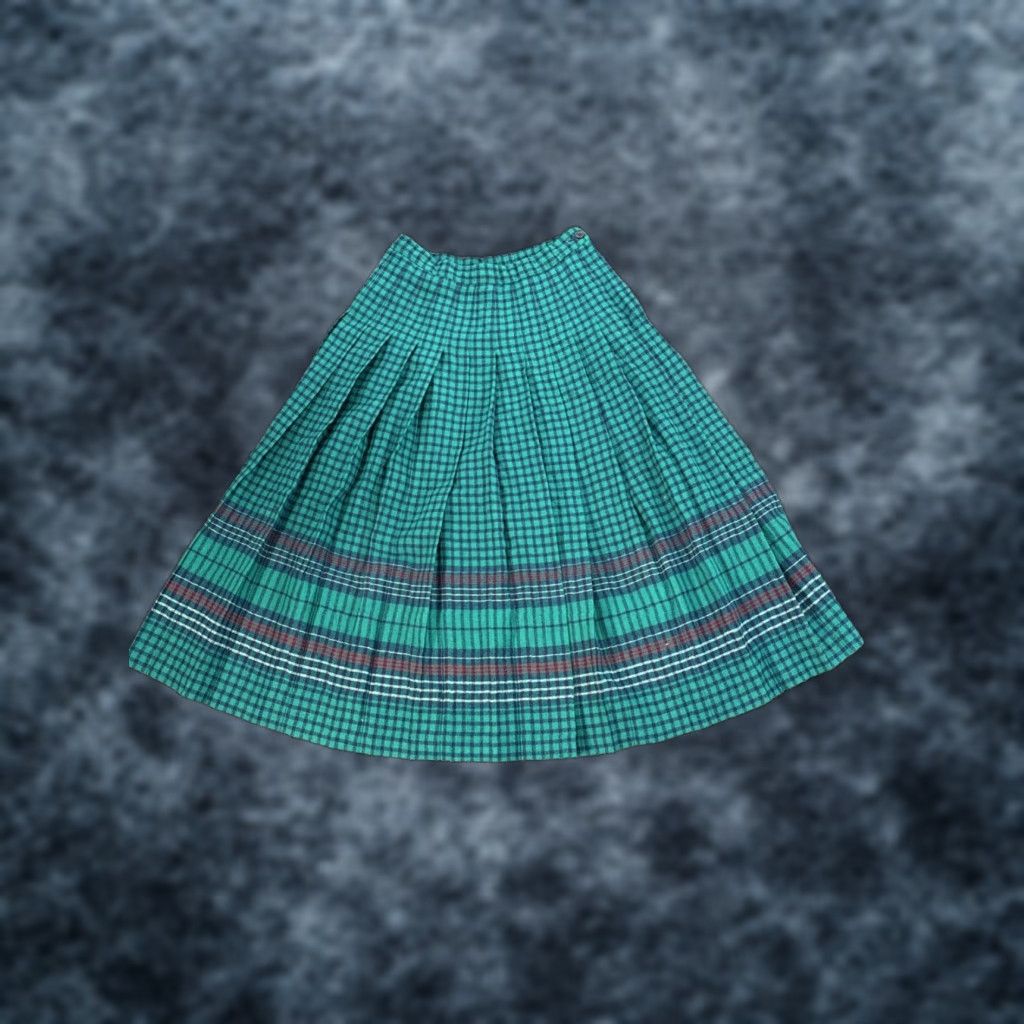 Pendleton VINTAGE Pendleton Skirt Long 50s Wool Striped Teal Petite 6 Women Size 28" / US 6 / IT 42 - 1 Thumbnail