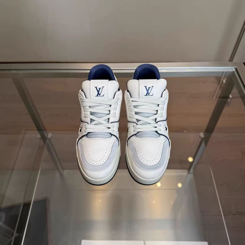 Louis Vuitton LV Trainer Sneakers White and Blue Size 41-yf Size US 7 / EU 40 - 6 Thumbnail
