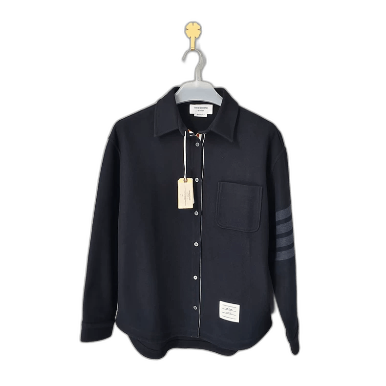 Thom Browne Thom Browne Navy Blue Striped Shirt Jacket Size US M / EU 48-50 / 2 - 1 Thumbnail
