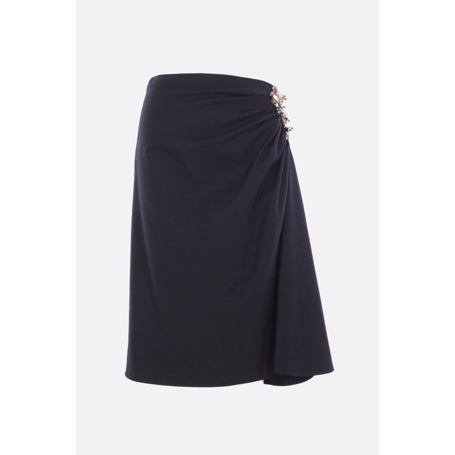 Dries Van Noten DRIES VAN NOTEN Navy Sovora Wool Midi Skirt New & Authentic Size 28" / US 6 / IT 42 - 1 Thumbnail