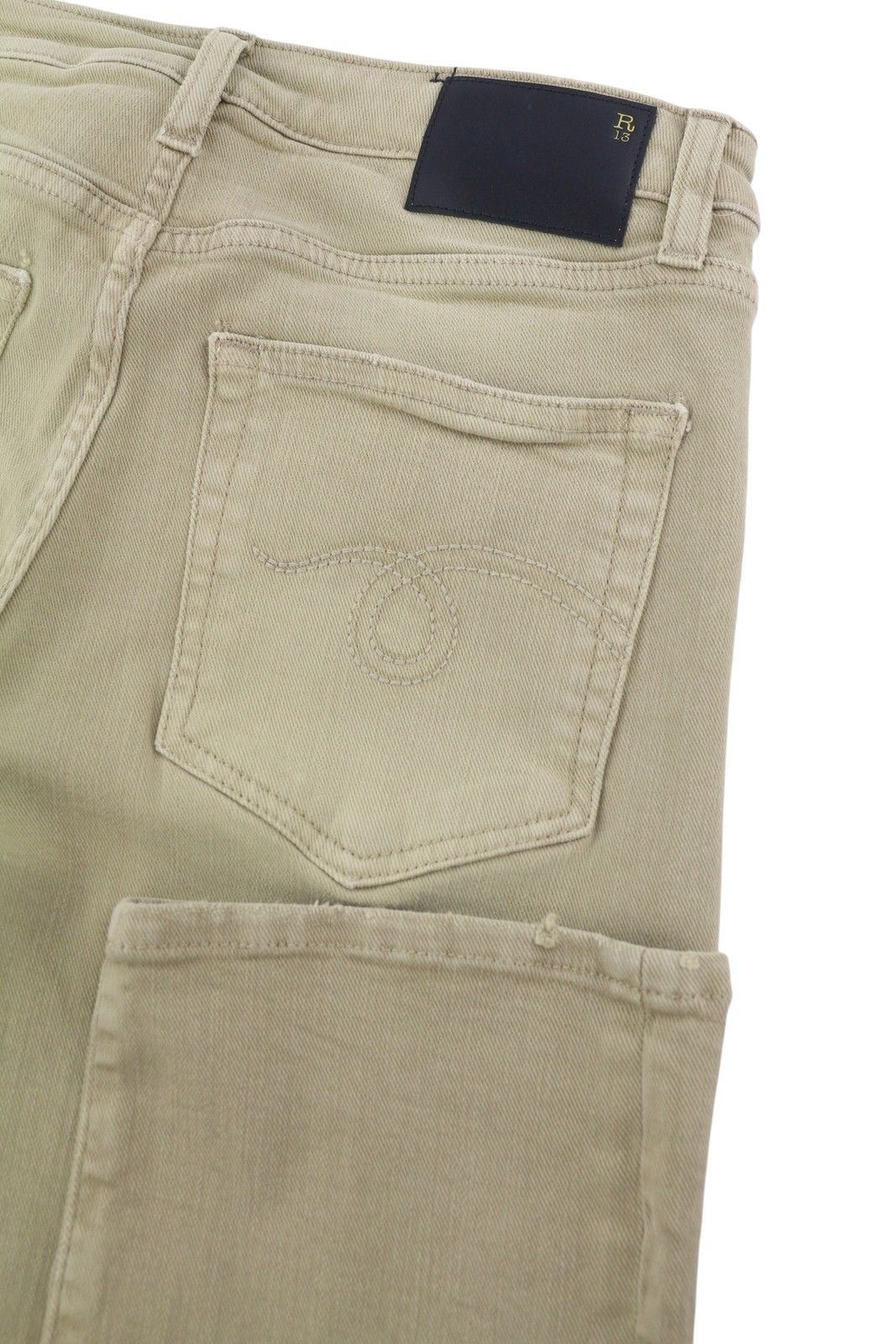 R13 BOY STRAIGHT 26 Khaki Stretch Cropped Ankle Zip 87788 Size 26" / US 2 / IT 38 - 6 Thumbnail