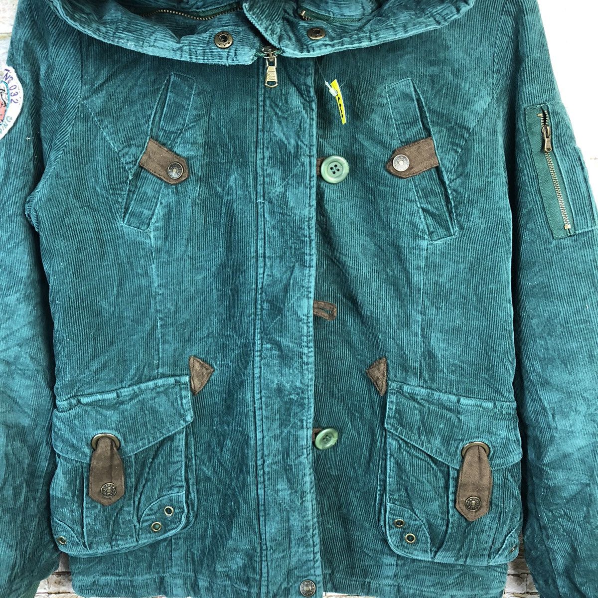 Japanese Brand Something By UGIZ jean corduroy Green sweater hoodie #A664 Size US S / EU 44-46 / 1 - 5 Thumbnail