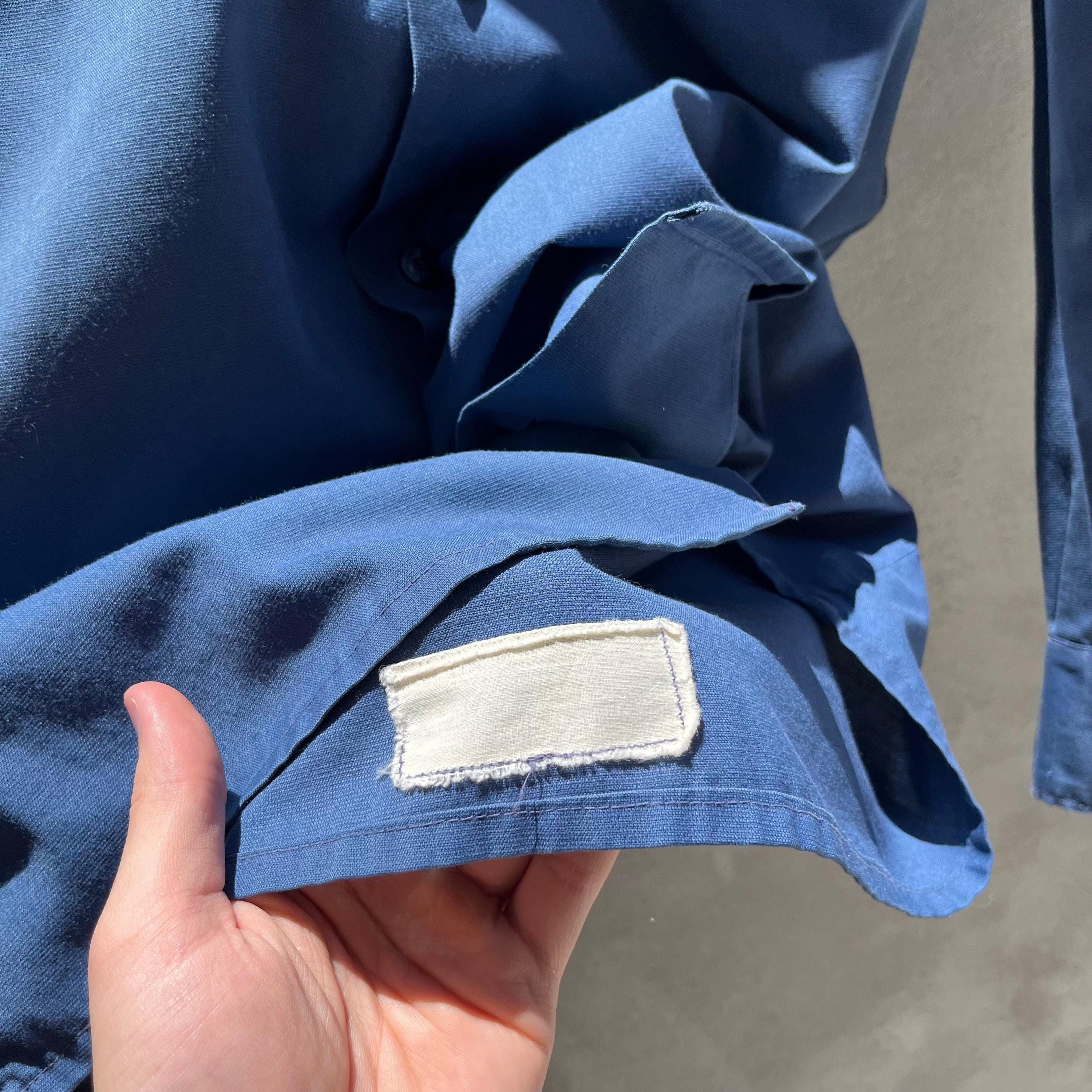 Vintage 70's USN Utility Blue Button Down Long Sleeve Shirt Size US L / EU 52-54 / 3 - 3 Thumbnail