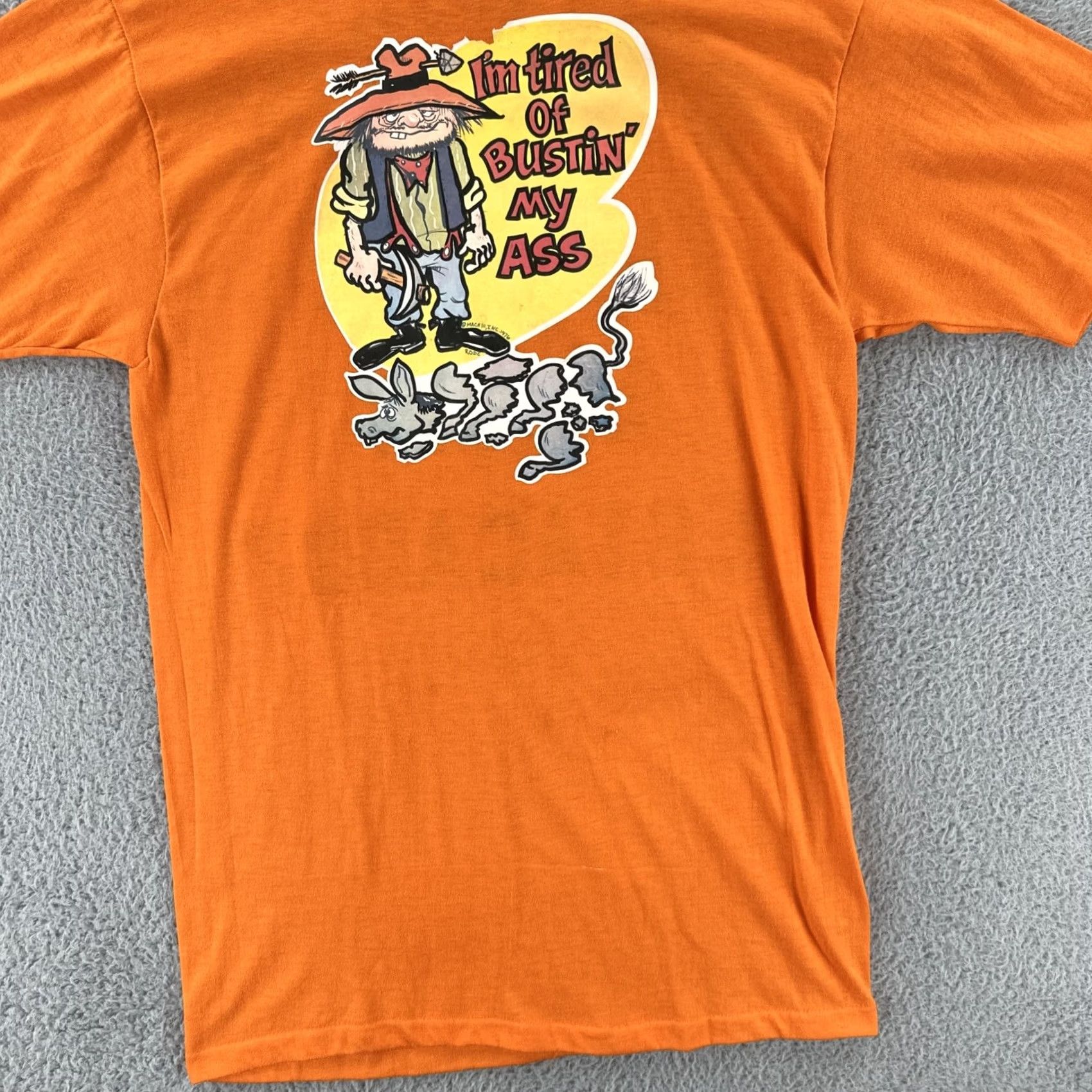 Vintage VINTAGE Unbranded T-Shirt XL Orange 50/50 Kodel Polyester Cotton Crew Neck Short Sleeve Mens 70s 80s Made in USA EUC Size US XL / EU 56 / 4 - 4 Thumbnail