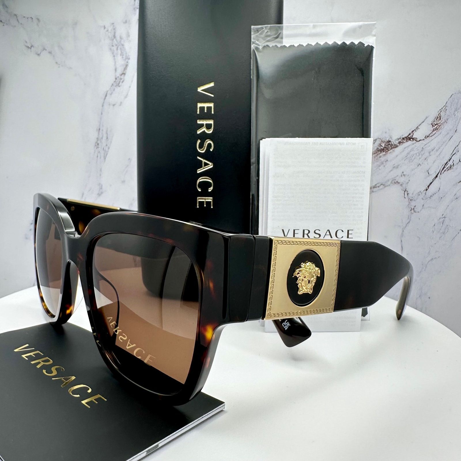 Versace NEW VERSACE Sunglasses Brown Black Gold Medusa Metal Size ONE SIZE - 13 Thumbnail