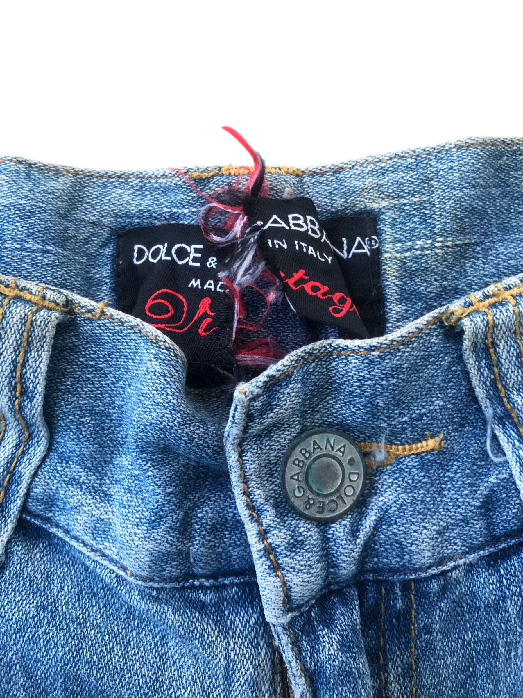 Dolce & Gabbana 💯DOLCE & GABBANA Vintage Distressed Style Worn Denim Jeans Size US 33 - 10 Thumbnail