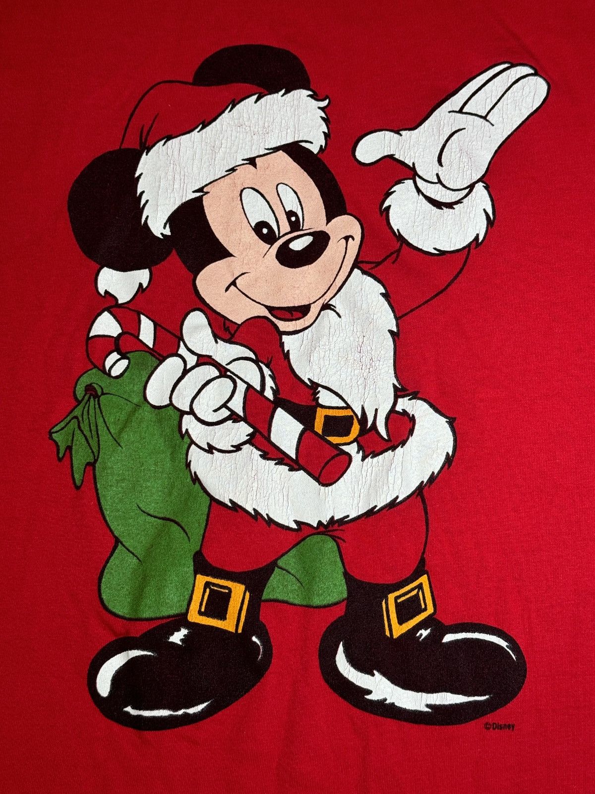 Disney × Vintage Vtg 80s Mickey Mouse Santa Claus Disney Night Gown T Shirt Size ONE SIZE - 3 Thumbnail