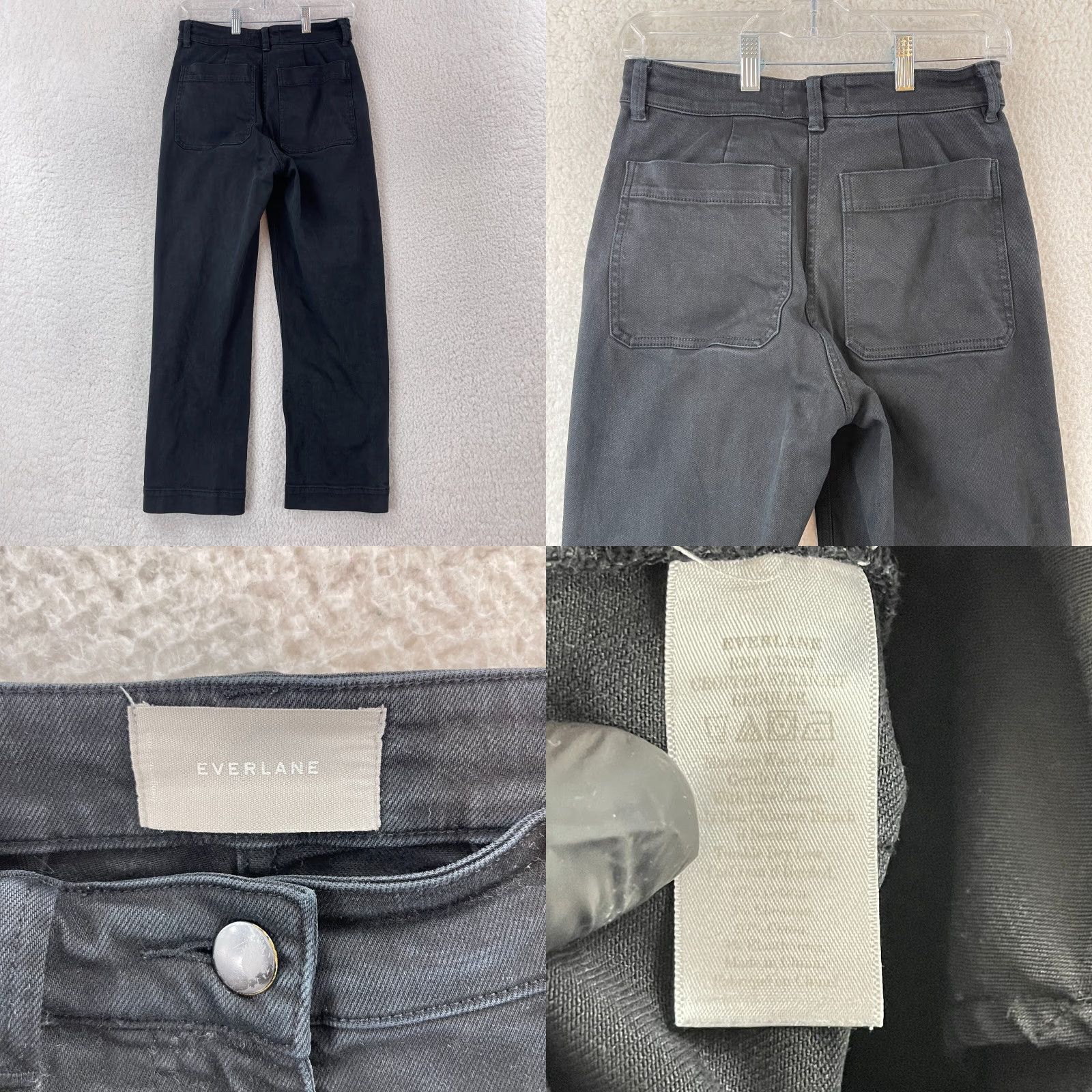Everlane Everlane Black Denim Wide Leg Jeans Womens Size 0 Mid-Rise Casual Cotton Denim 5-Pocket Size 25" / US 0 / IT 36 - 9 Thumbnail
