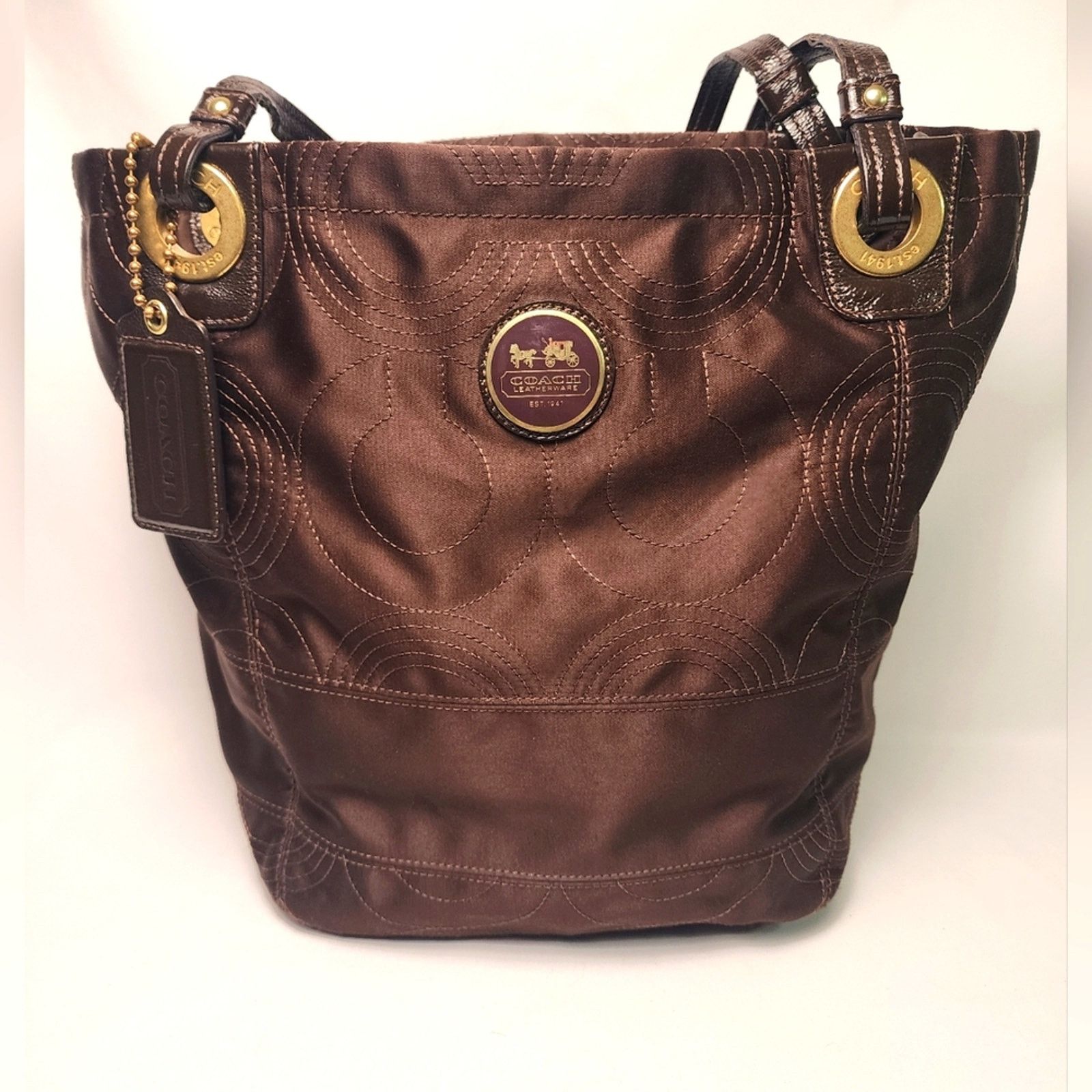 Coach Coach purple satin and enamel Brown Tote Bag J0973 Size ONE SIZE - 1 Thumbnail
