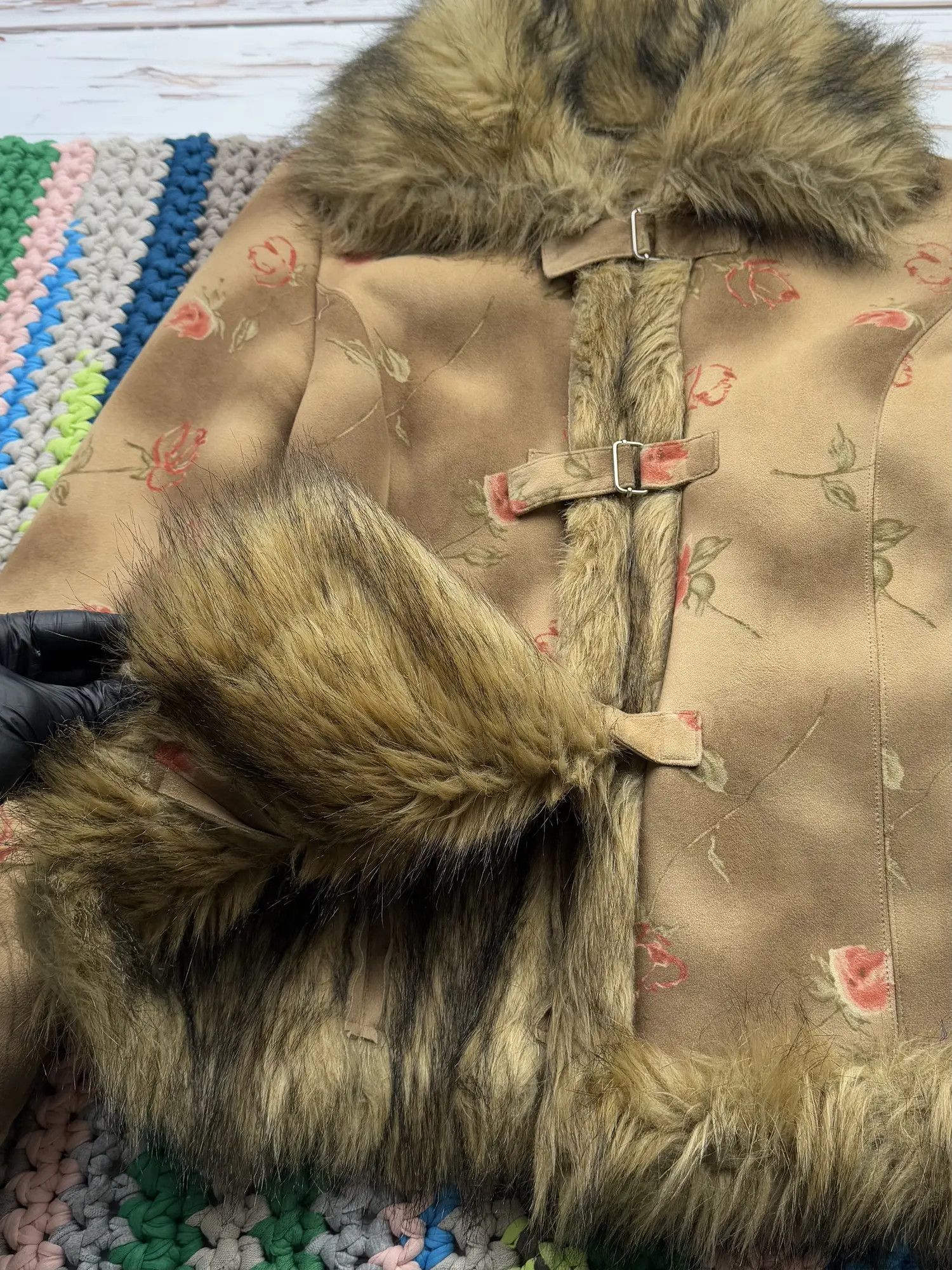 Japanese Brand Vintage Faux Sheepskin Coat (ET1)(D15) Size M / US 6-8 / IT 42-44 - 4 Thumbnail