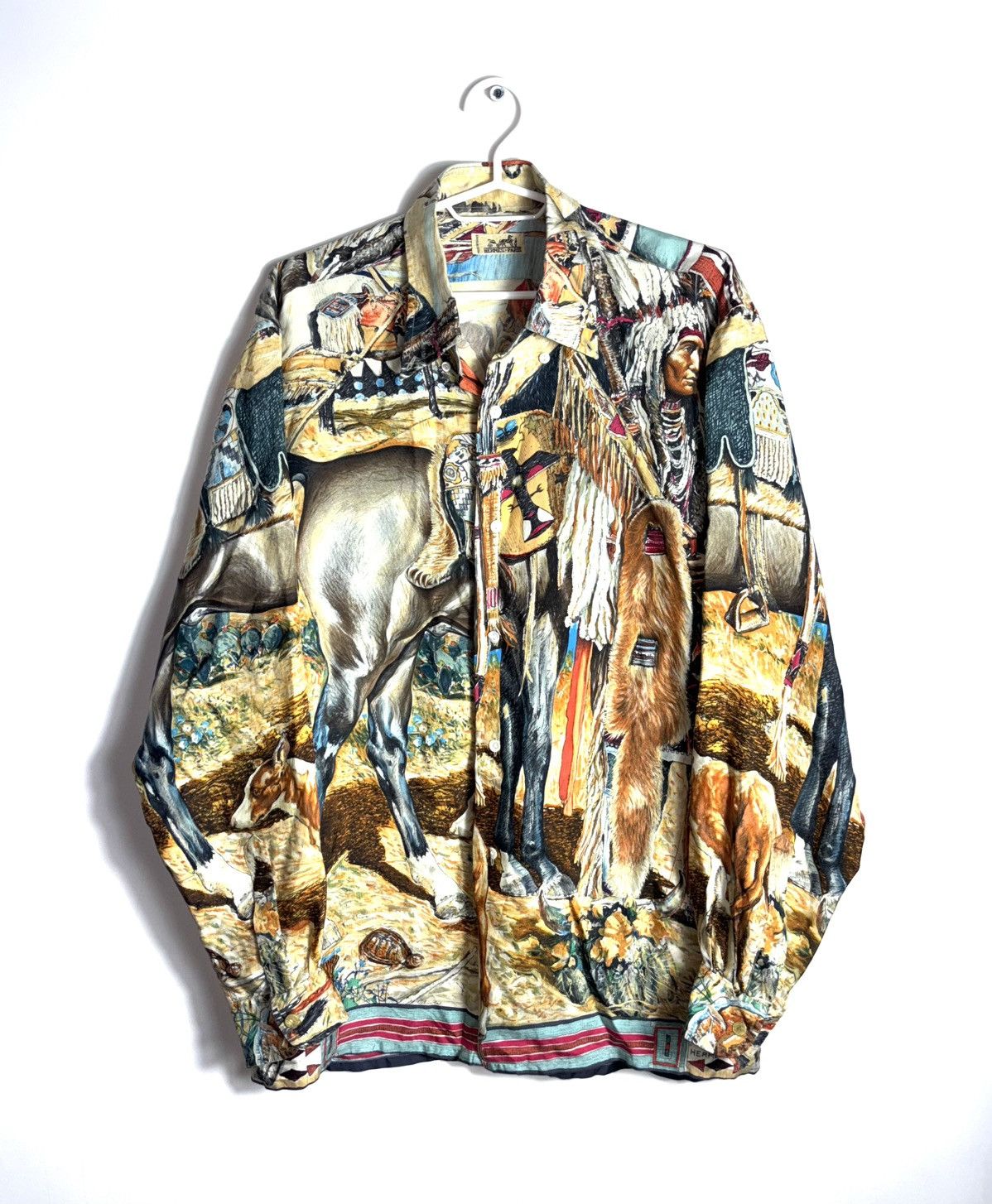 Hermes Vintage Hermes Les Cheyennes silk shirt Size US M / EU 48-50 / 2 - 1 Thumbnail
