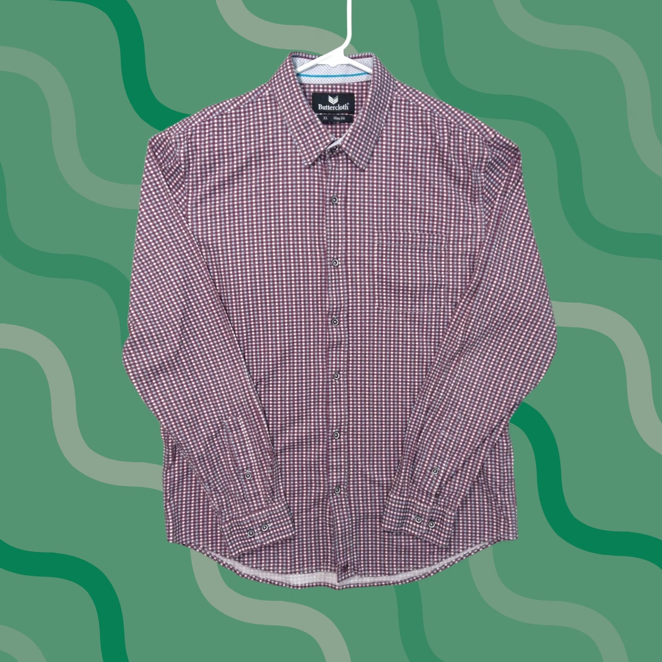 Buttero Butter Cloth Shirt Mens XL Purple Plaid Slim Fit Long Sleeve Button Up Cotton Size US XL / EU 56 / 4 - 1 Thumbnail