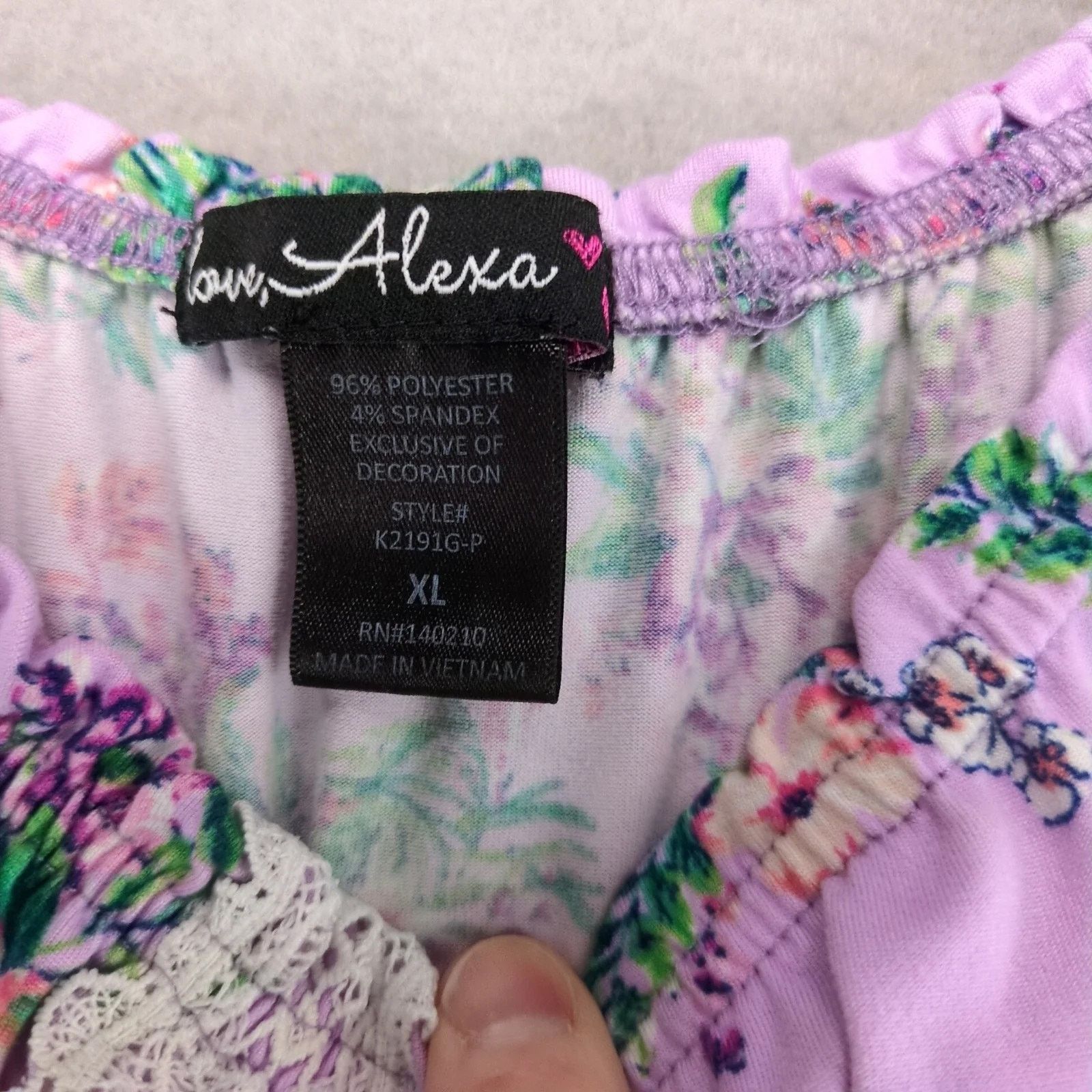 Other Love, Alexa Purple Floral Midi Dress XL Stretch Puff Sleeve Size XL / US 12-14 / IT 48-50 - 3 Thumbnail