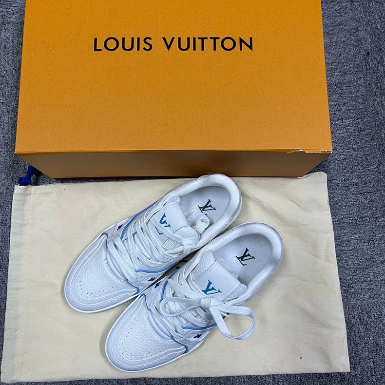 Louis Vuitton Louis Vuitton White, blue and purple cow leather lace-up f Size US 7 / EU 40 - 1 Thumbnail