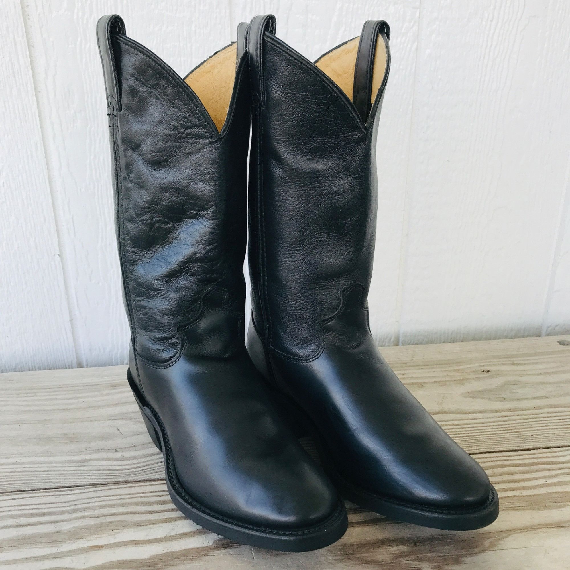 Justin Boots Justin Tobias Mens Black Calfskin Leather Uniform Boot 8.5