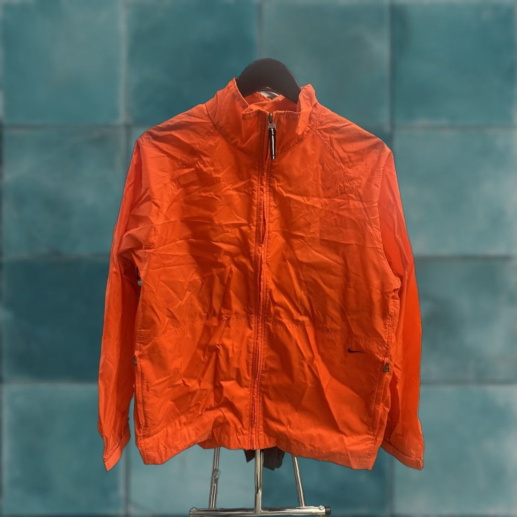 Nike VINTAGE Nike Windbreaker Jacket Mens L Orange 00s Y2K Silver Tag Full Zip Pockets Nike Swoosh Size US L / EU 52-54 / 3 - 1 Thumbnail