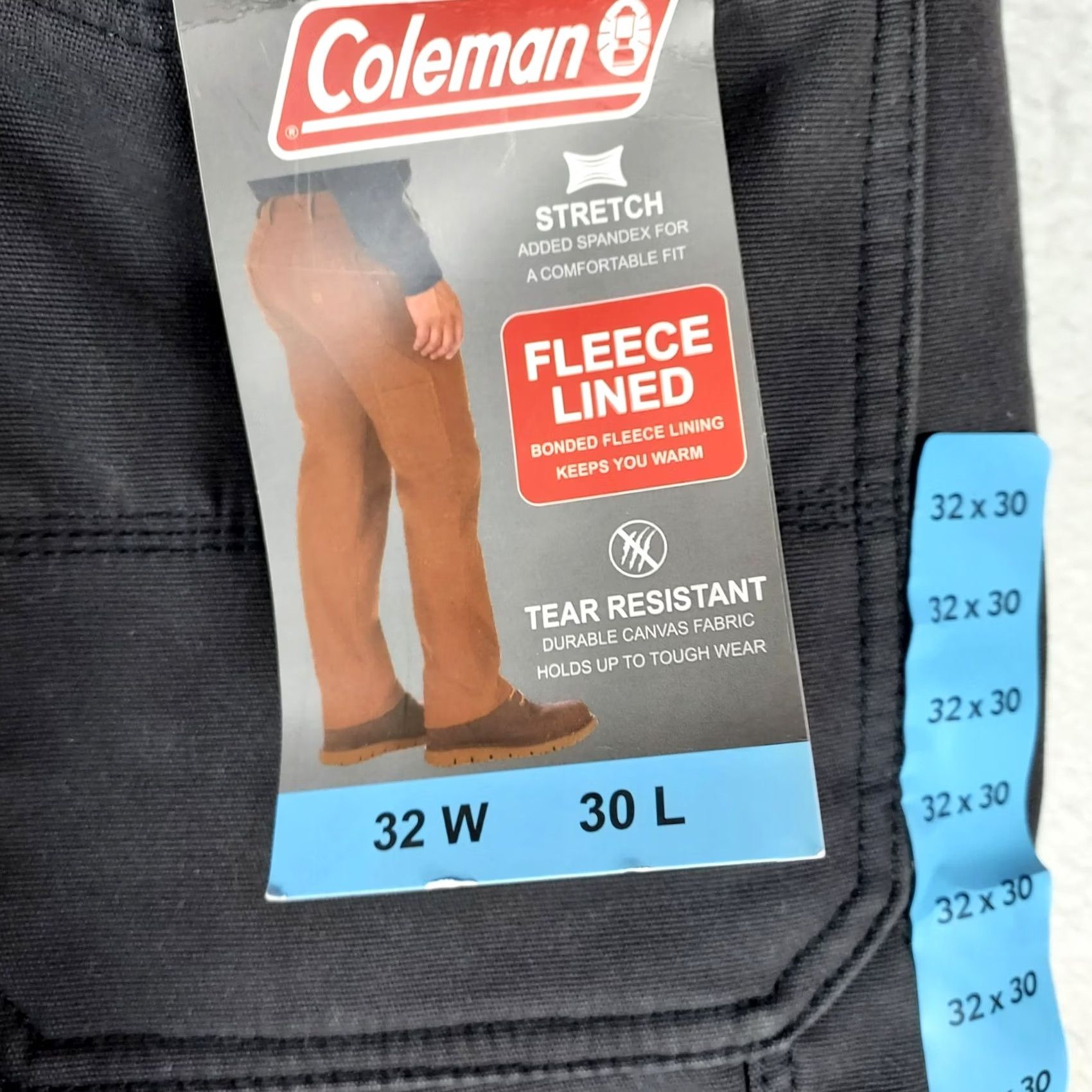 Vintage Coleman Men’s 32x30 Phantom Fleece Lined Stretch Canvas Work Pants NWT Gray Flat Front Button Accents Regular Inseam 30 Mens Pants Size US 32 / EU 48 - 5 Thumbnail