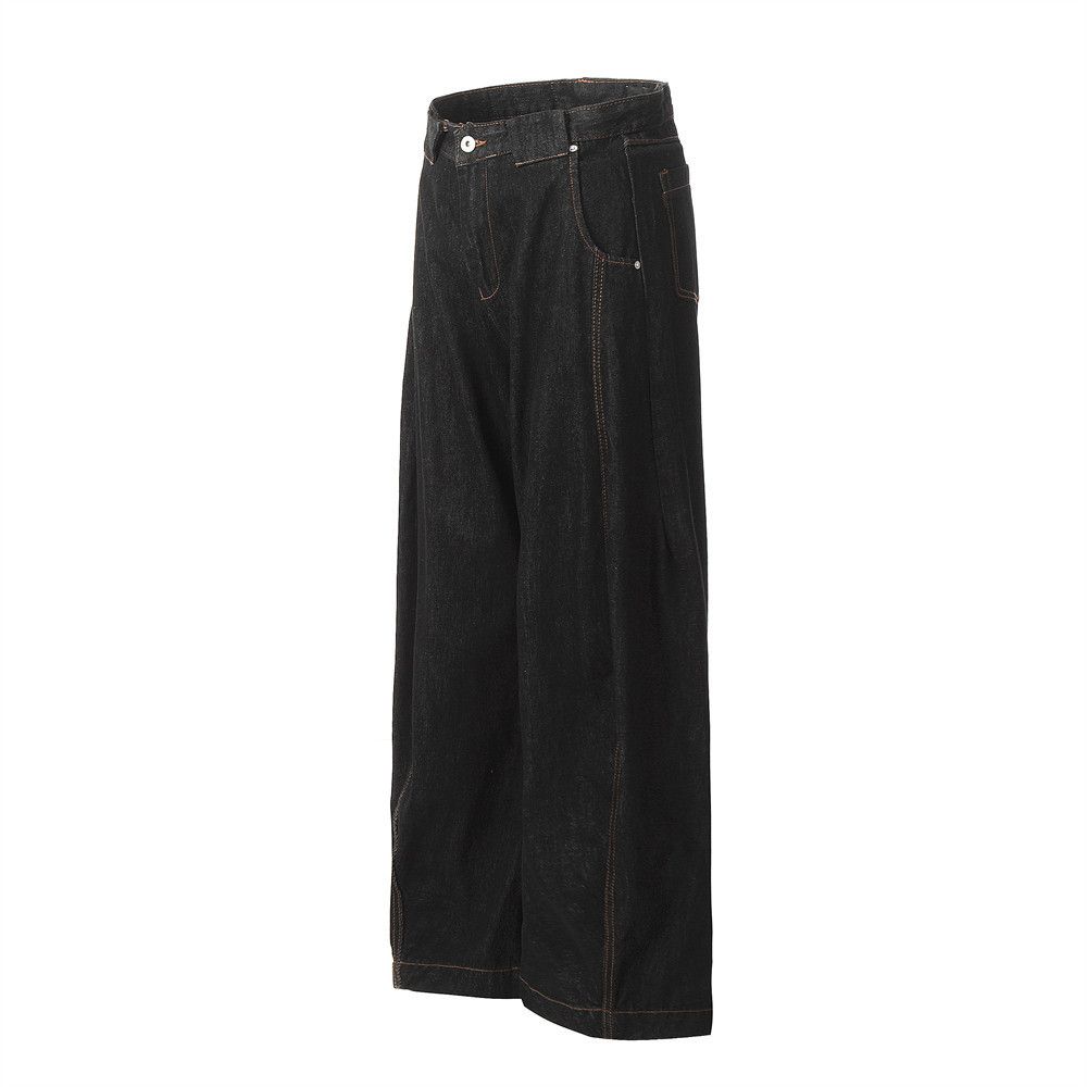 Japanese Brand × Jean Men's loose wide-leg split stitching casual scimitar jeans Size US 32 / EU 48 - 2 Thumbnail