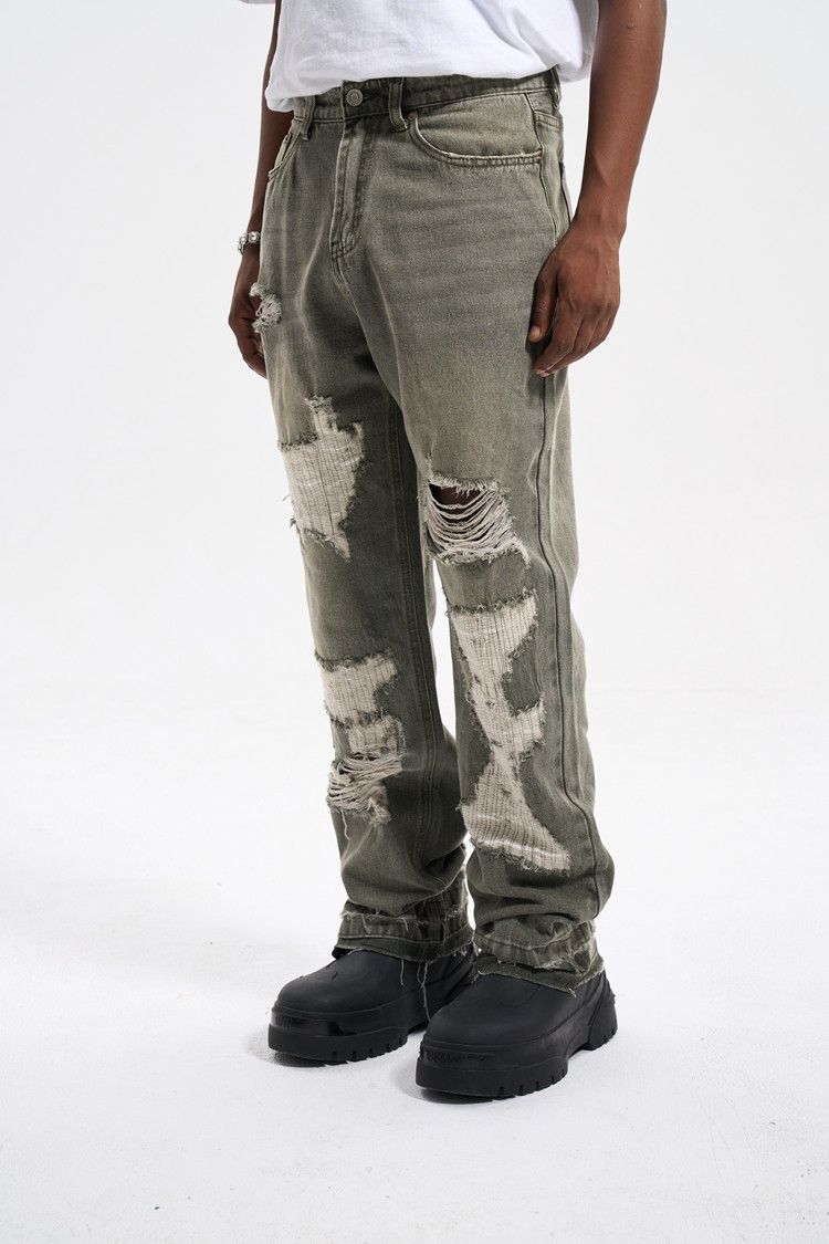 Japanese Brand × Vintage Patch Damage Straight Jeans Size US 31 - 2 Thumbnail