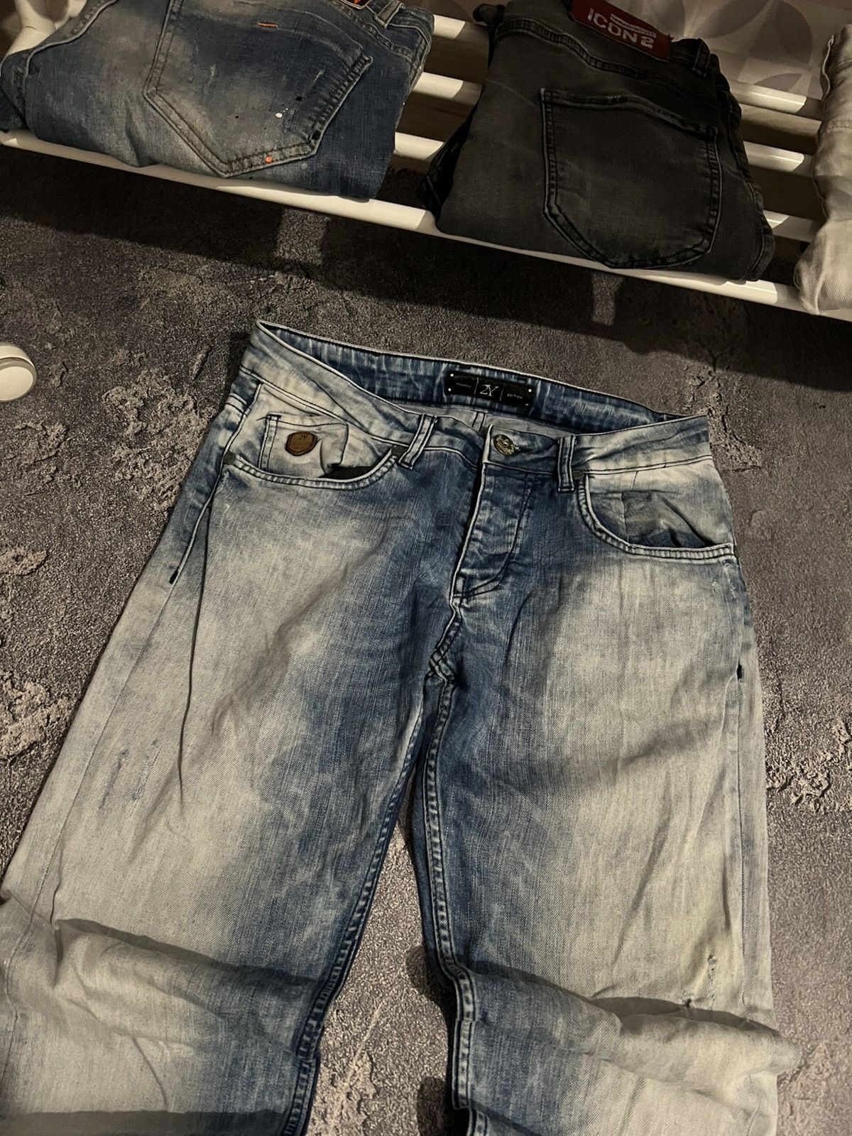 Japanese Brand Heavy Washed Archive Slim Jeans — Tokyo Vibe Faded 2000s Size US 31 - 2 Thumbnail