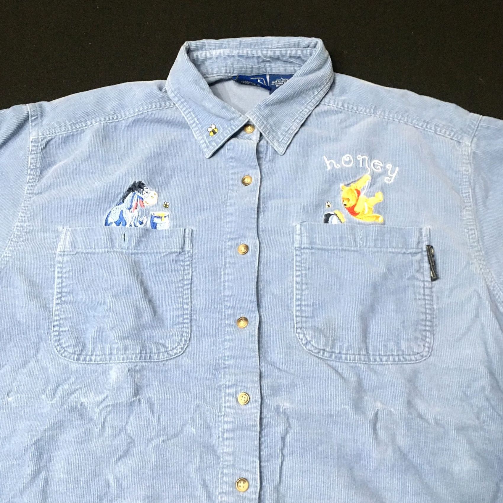 Disney VINTAGE Disney Winnie the Pooh blue Corduroy Long Sleeve Button Up Shirt L Women Blue Embroidered Disney Theme 90s Holiday Casual Mens Womens Girls? Size L / US 10 / IT 46 - 3 Thumbnail