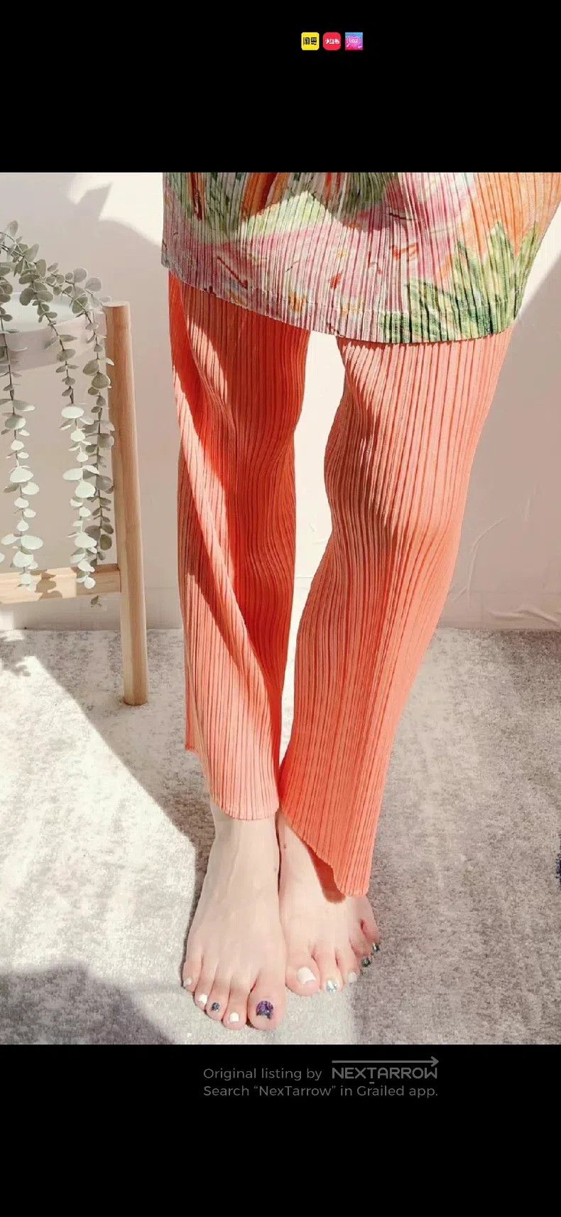 Issey Miyake Issey Miyake size:3 Coral Orange Long Pants Size 22" - 1 Thumbnail