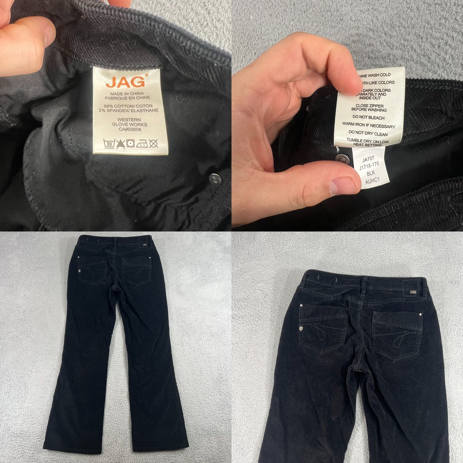 AG Jeans JAG Jeans Womens 8 Low Rise Bootcut Black Corduroy Pants Stretch Front Pockets Logo 30in Inseam Regular Rise Mid Vintage: No Womens Size 30" / US 8 / IT 44 - 8 Thumbnail