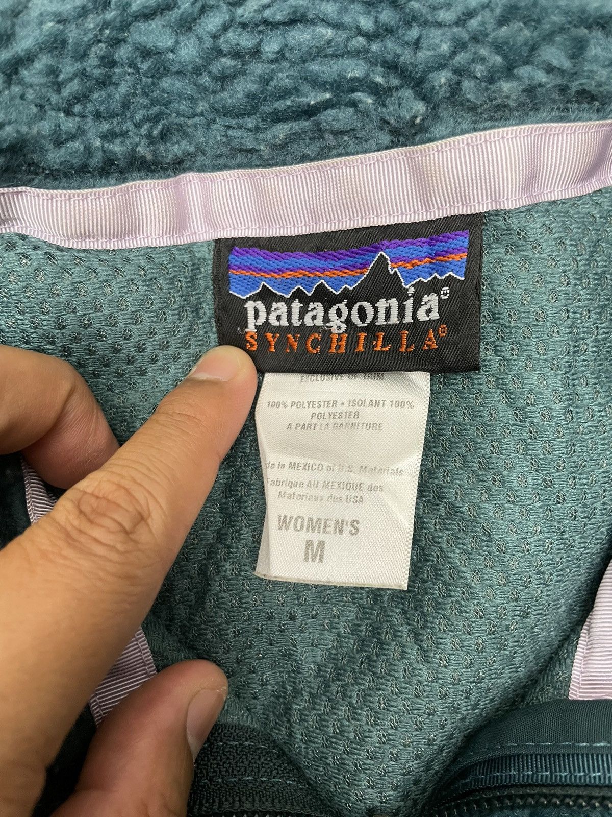 Patagonia Vintage Patagonia Synchilla Sherpa Fleece Jacket Turquoise Size M / US 6-8 / IT 42-44 - 5 Thumbnail