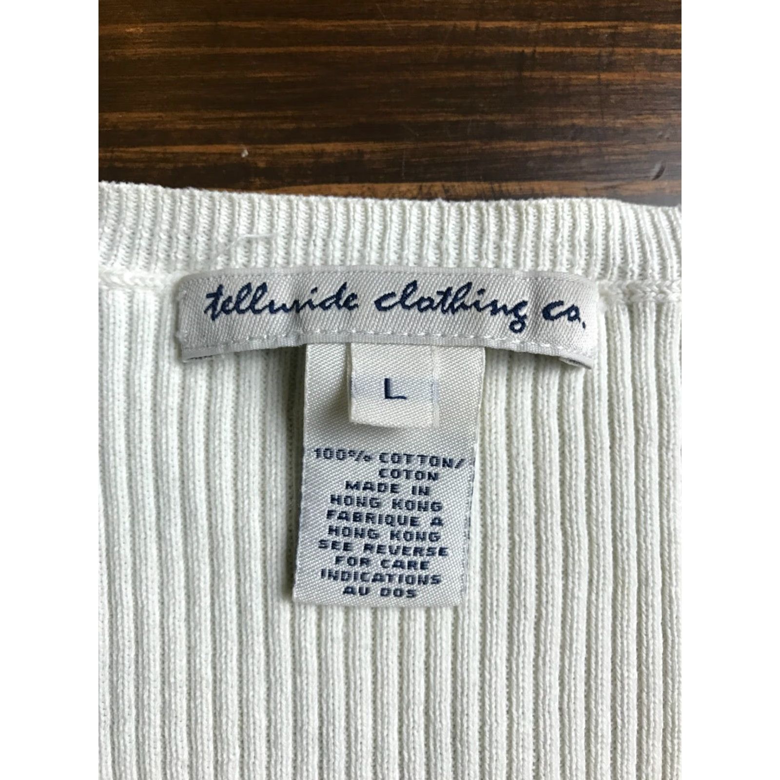 Vintage Telluride Clothing Co. Shirt Women's Large Cream Ribbed 3/4 Sleeve Size L / US 10 / IT 46 - 6 Thumbnail