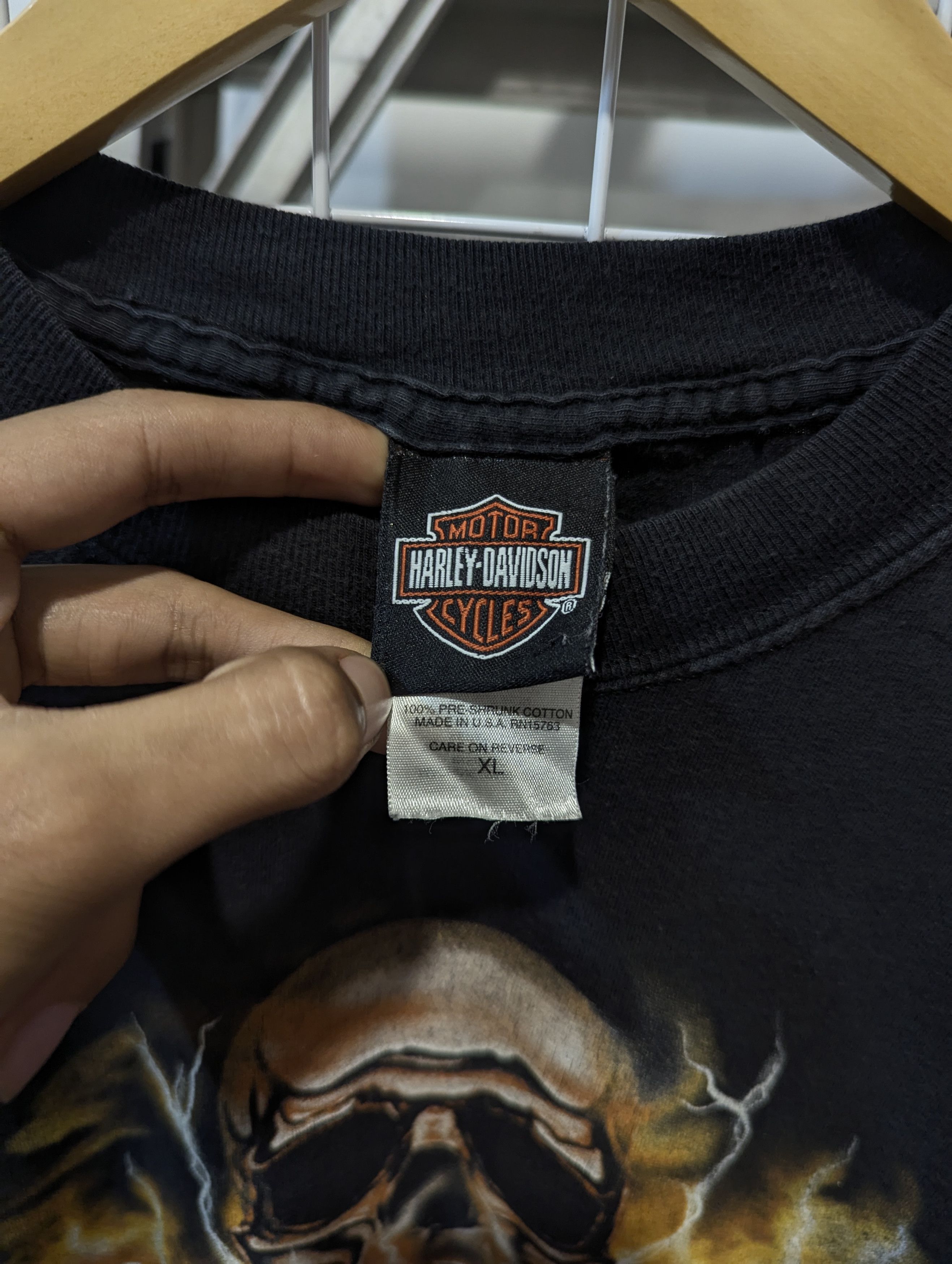 Harley Davidson × Vintage VINTAGE HARLEY DAVIDSON SKULL FLAME LOGO T-SHIRT Size US XL / EU 56 / 4 - 6 Thumbnail