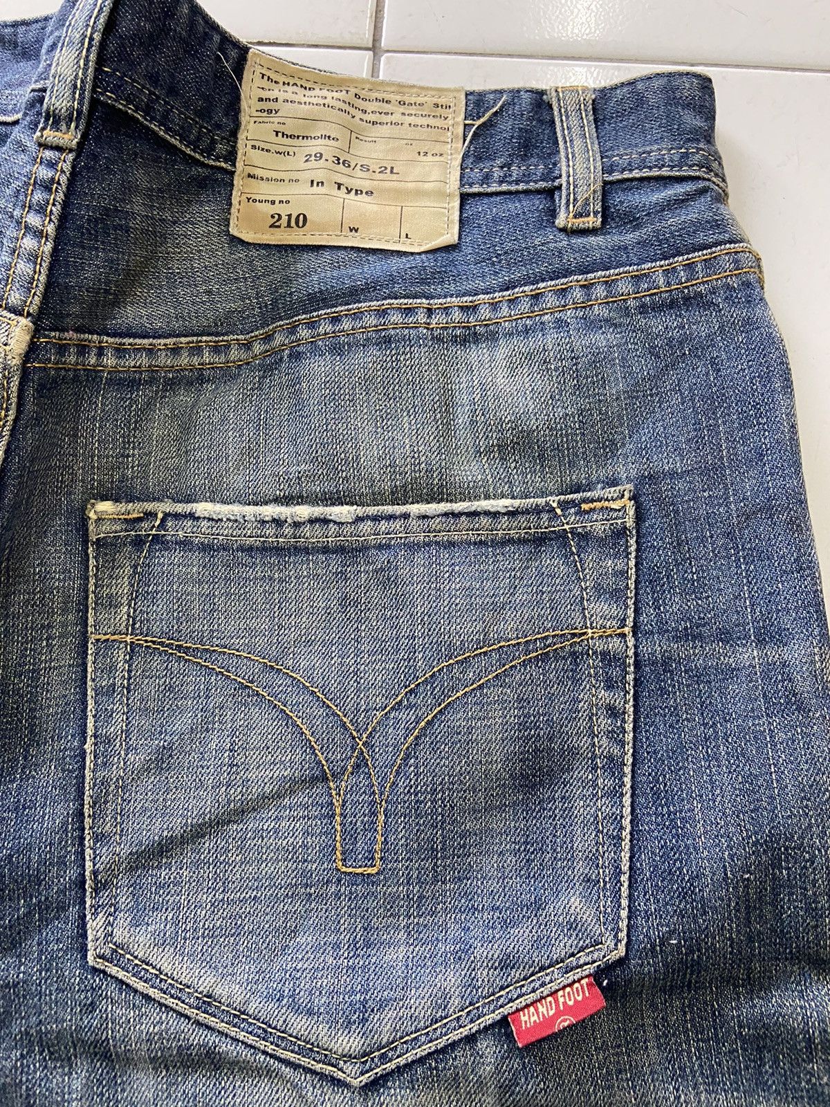 Vintage THE HAND FOOT 210 DOUBLE GATE 12oz DENIM JEANS Size US 32 / EU 48 - 5 Thumbnail