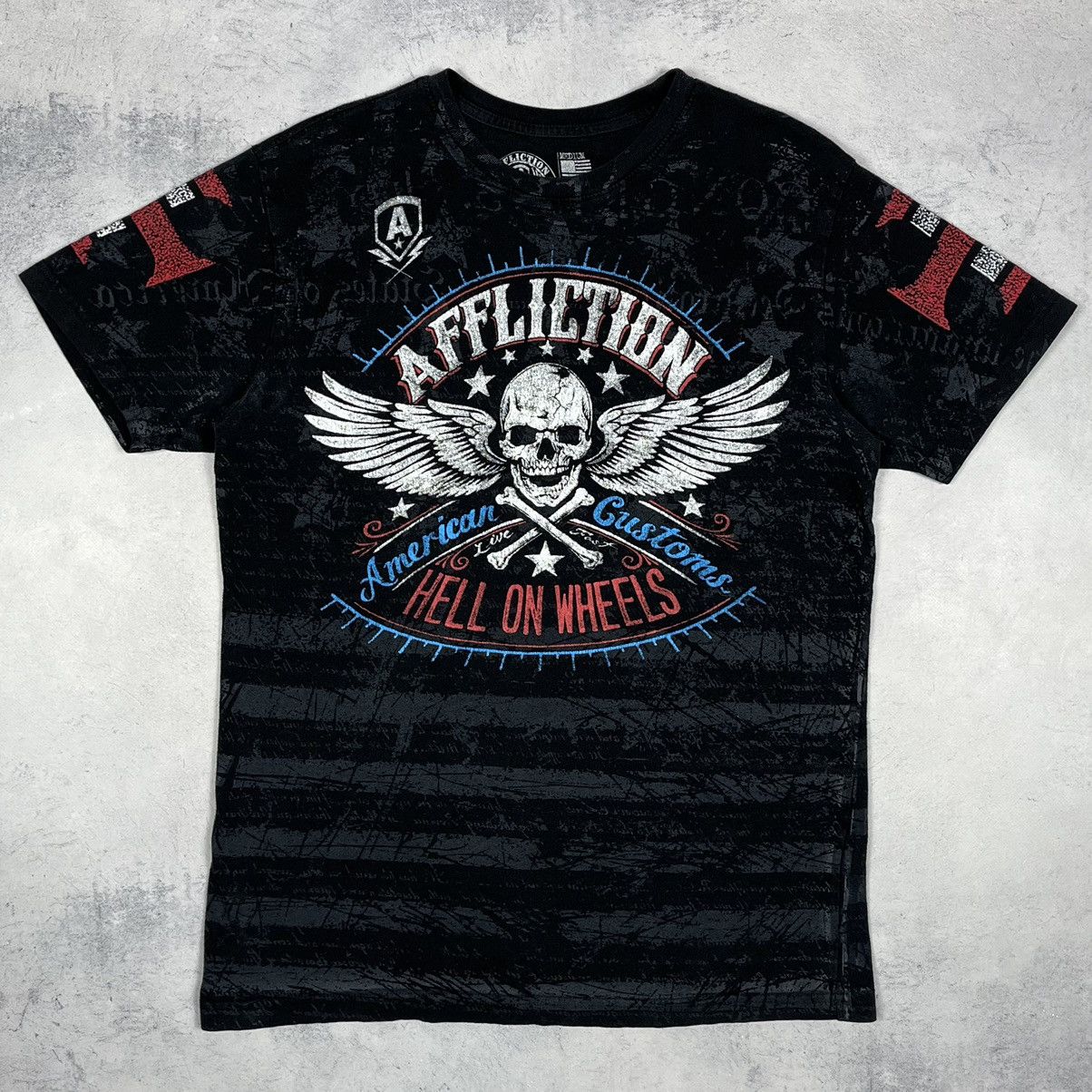 Affliction Vintage Affliction Y2K All Over Print Skulls T Shirt 00’s Size US M / EU 48-50 / 2 - 2 Thumbnail
