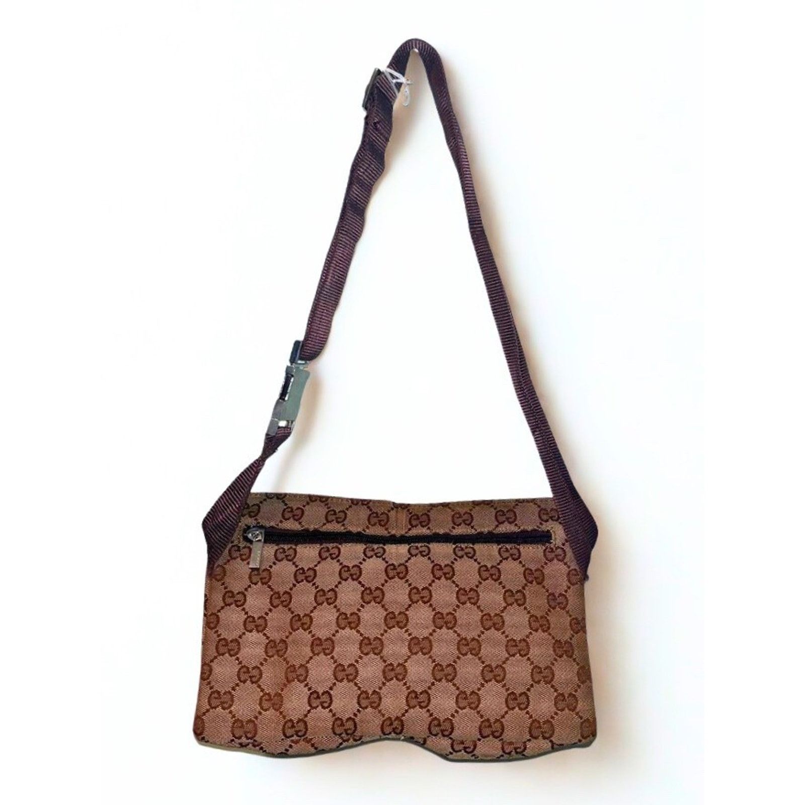 Gucci Gucci GG Canvas x Leather Beige Brown Waist Bag Belt Bag Size ONE SIZE - 6 Thumbnail