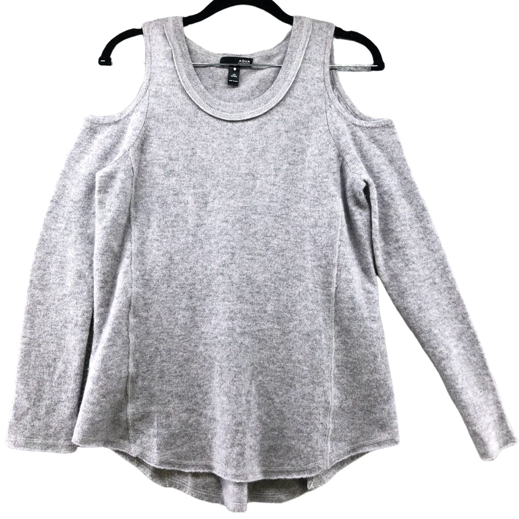 AQUA Aqua Sweater Womens XS Gray Cold Shoulder Crewneck 100% Cashmere Pullover Vintage? No Size XS / US 0-2 / IT 36-38 - 2 Thumbnail