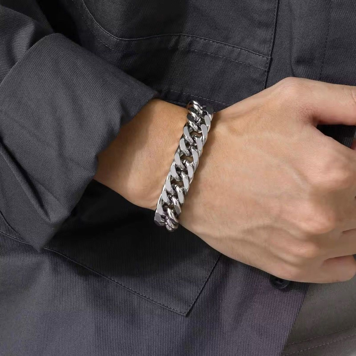 Other 15mm Stainless Steel Cuban Chain Bracelet Size ONE SIZE - 2 Thumbnail