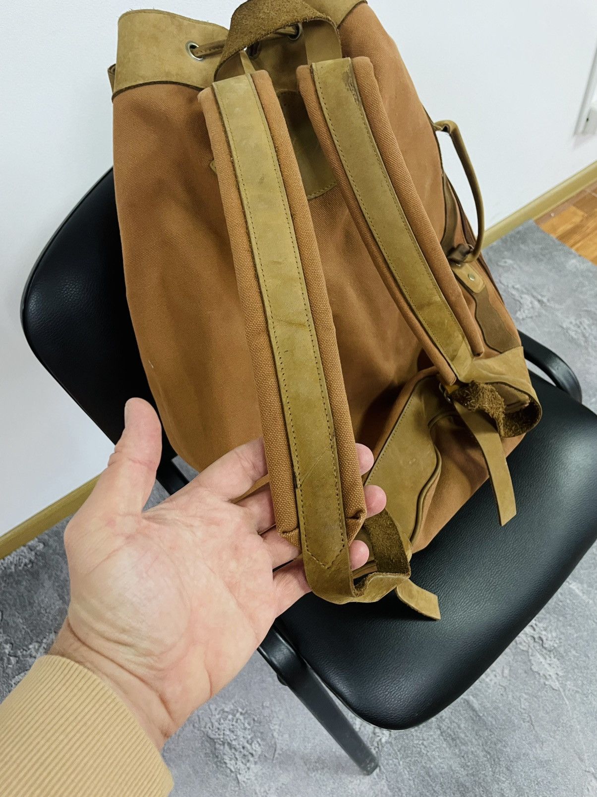 Marlboro MARLBORO Brown Cotton Denim Backpack Bag with Leather Insert Size ONE SIZE - 3 Thumbnail