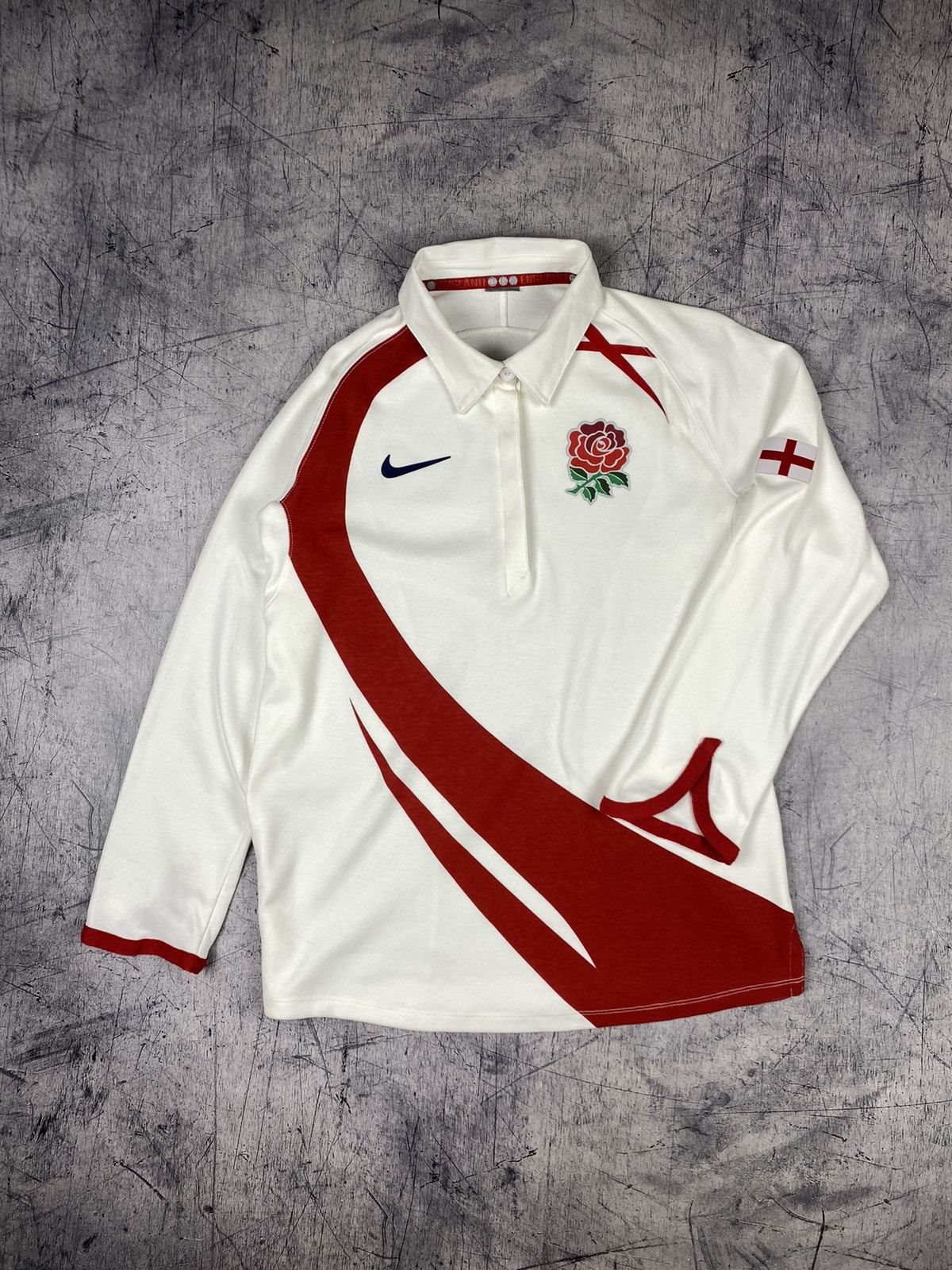 Nike × Vintage Vintage Nike Y2k Swoosh England Rugby Polo Shirt Size US S / EU 44-46 / 1 - 2 Thumbnail