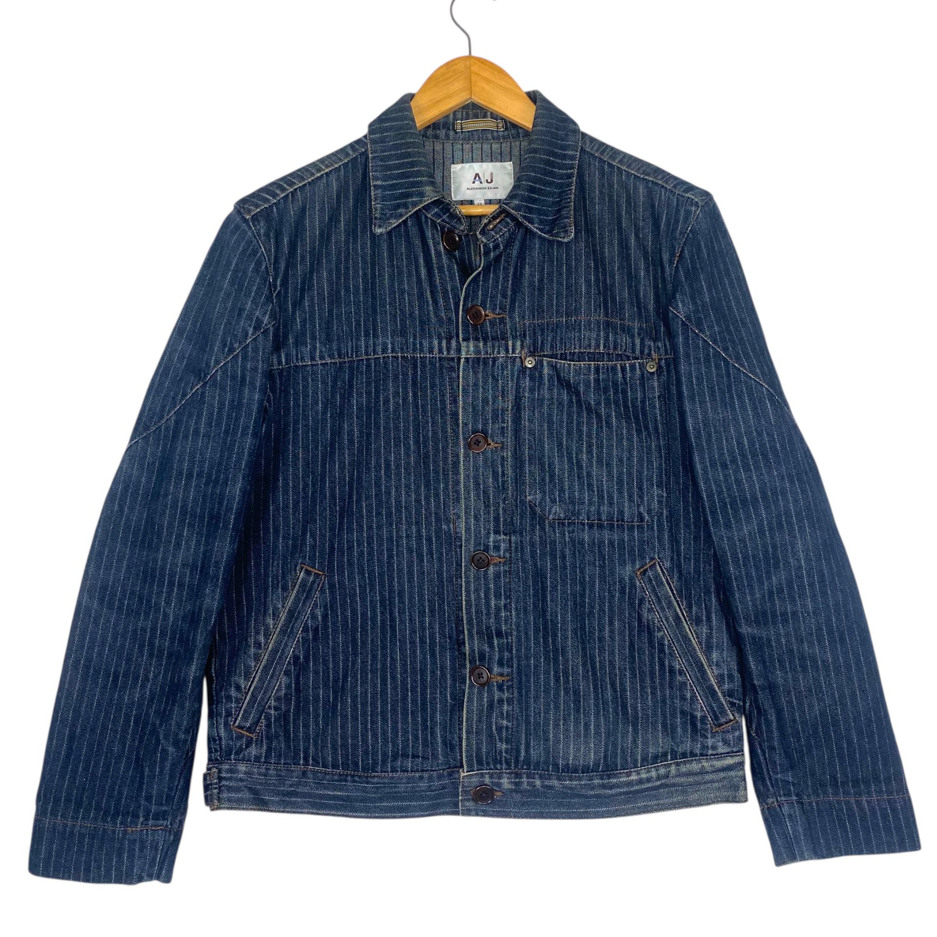 Alexander Julian 💥ALEXANDER JULIAN DENIM HICKORY STRIPE JACKET Size US M / EU 48-50 / 2 - 1 Thumbnail