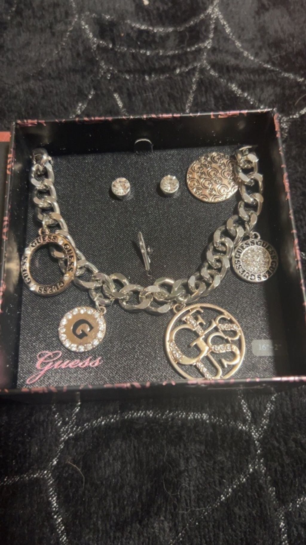 Guess Women's Guess Silver & Gold Charm Bracelet & Earring Set One Size ONE SIZE - 2 Thumbnail