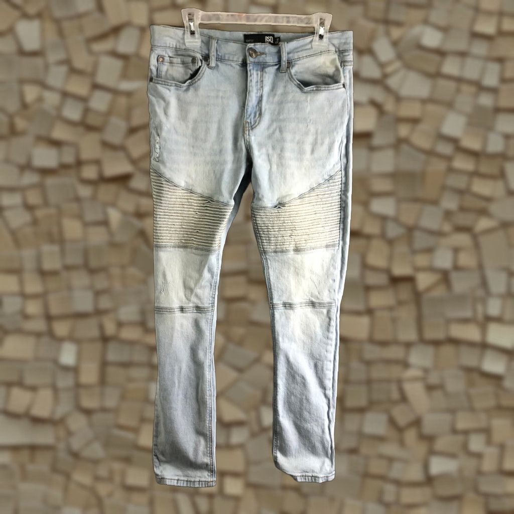 Rsq RSQ Jeans Seattle Skinny Taper Biker Style Mens 32x32 Mid Rise Medium Wash Denim Blue 32 Size US 32 / EU 48 - 1 Thumbnail