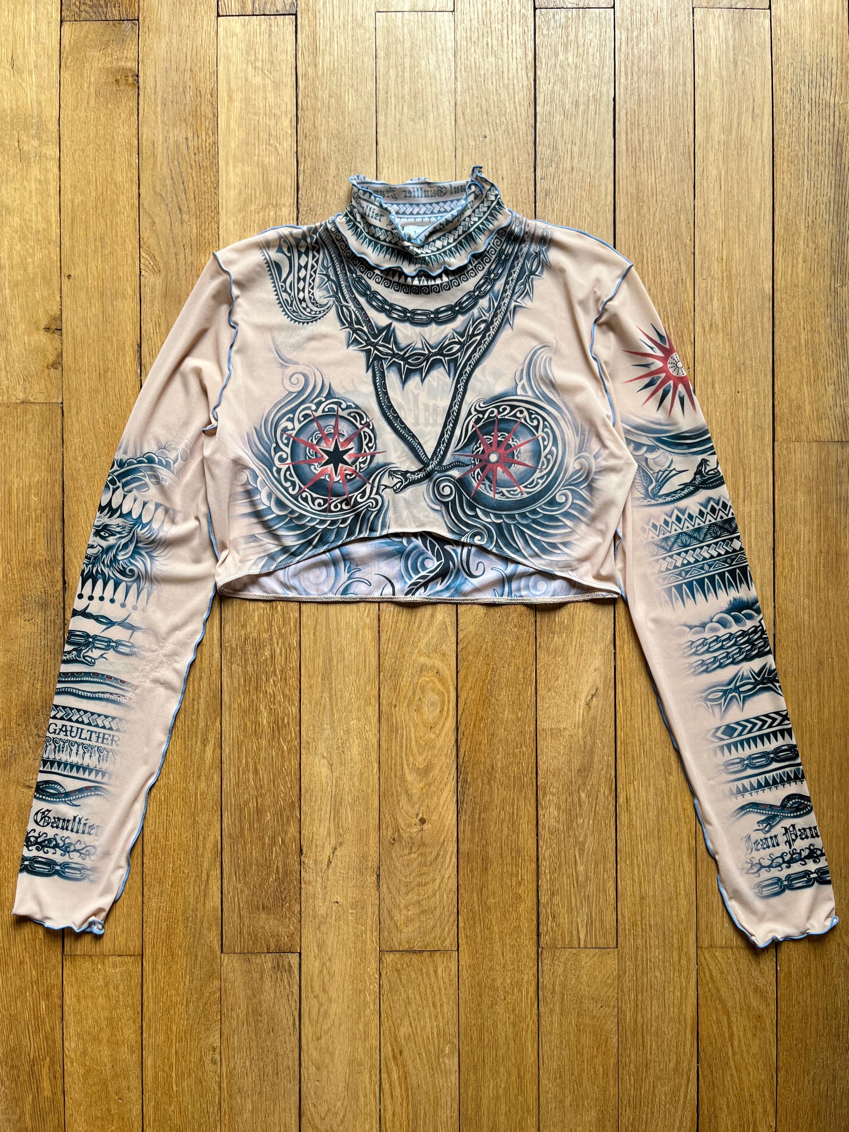 Jean Paul Gaultier Jean Paul Gaultier cropped tattoo print top Size XL / US 12-14 / IT 48-50 - 1 Thumbnail