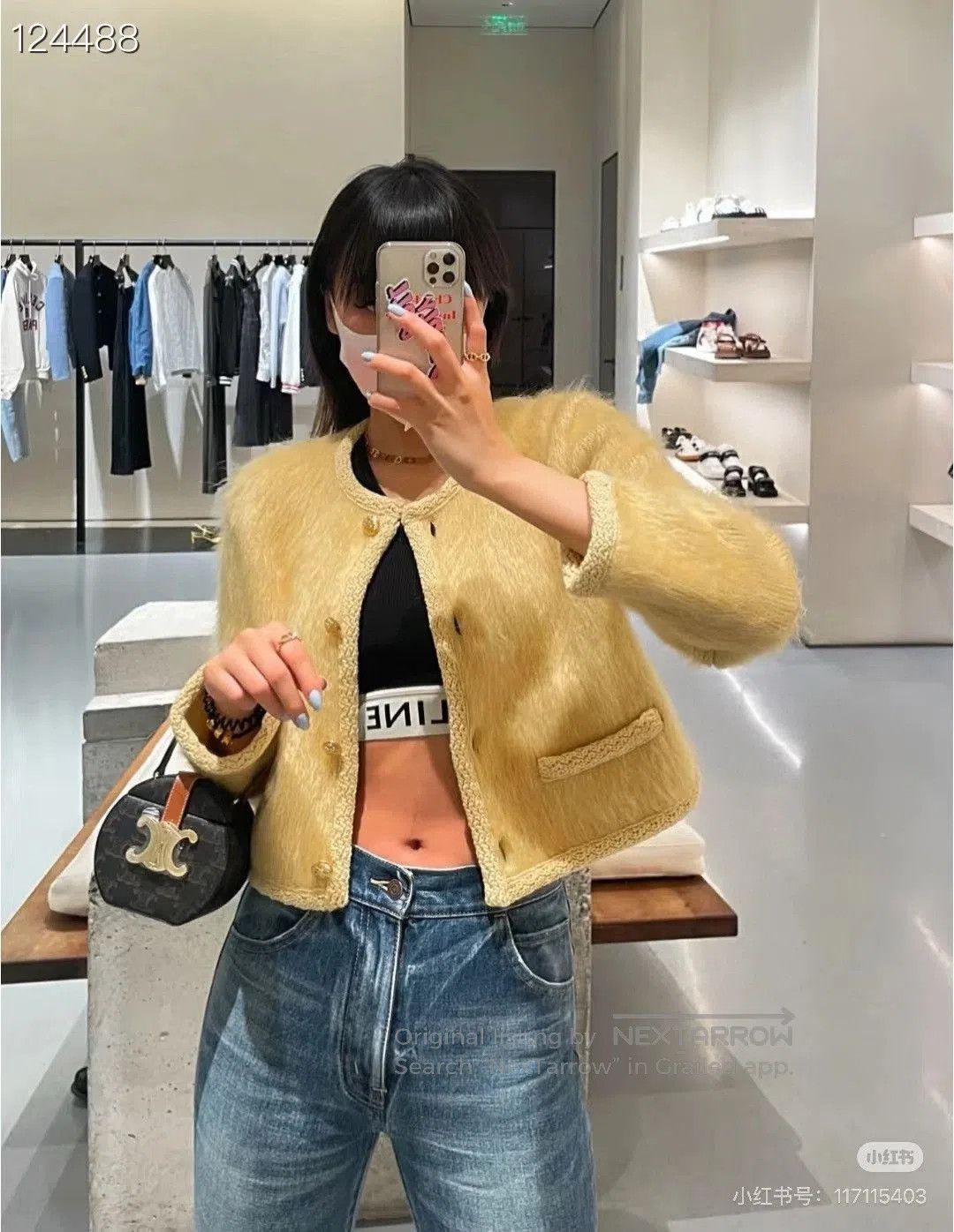 Celine Celine Yellow Mohair Short Coat. Size M / US 6-8 / IT 42-44 - 7 Thumbnail
