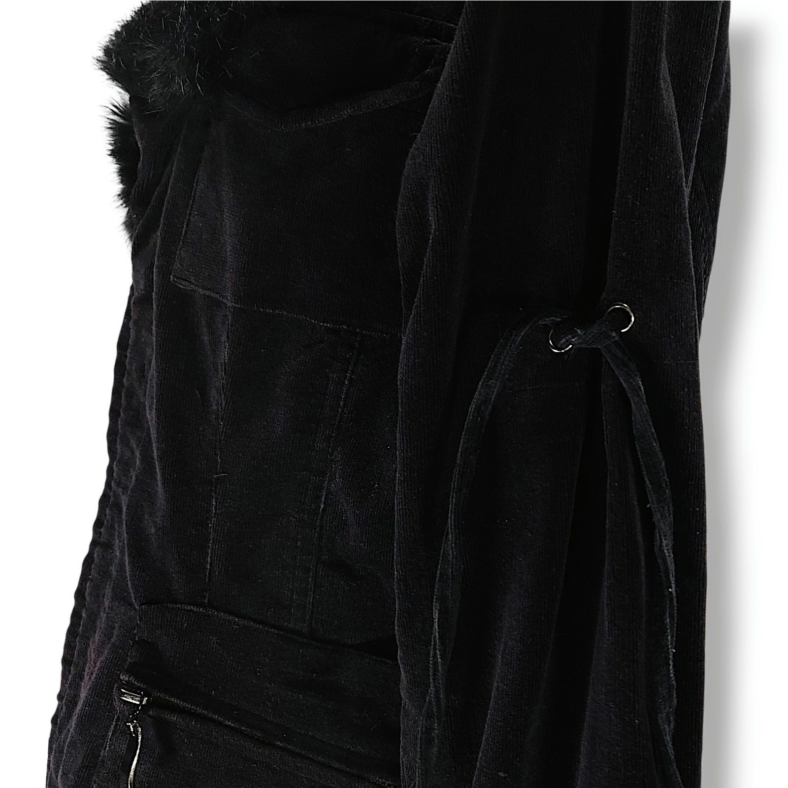 Other Jennyfer.J Corduroy Jacket Rabbit Fur Trim Black Y2K M Size M / US 6-8 / IT 42-44 - 6 Thumbnail