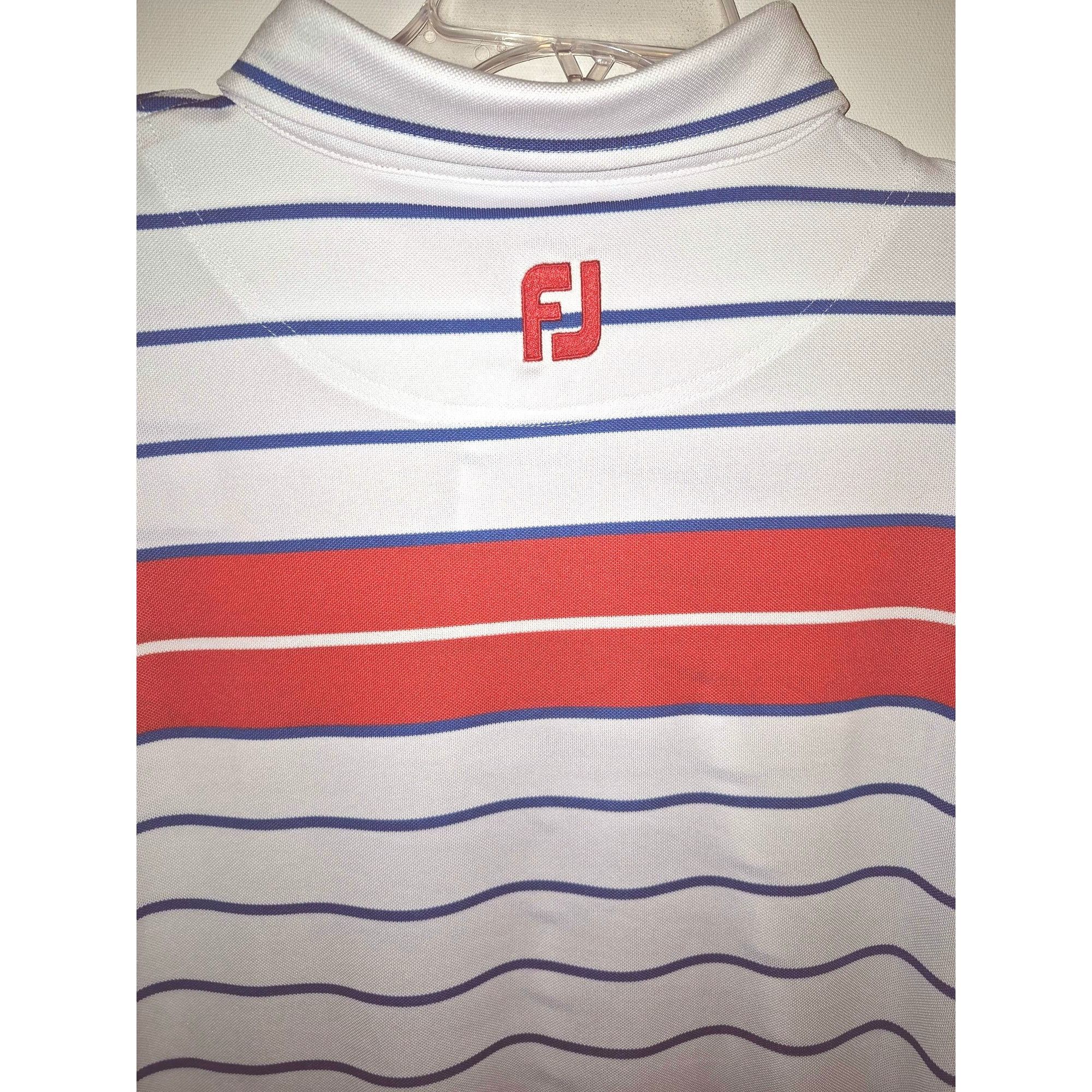 Footjoy Footjoy Mens White & Blue Striped Polo Shirt Size XL Size US XXL / EU 58 / 5 - 8 Thumbnail