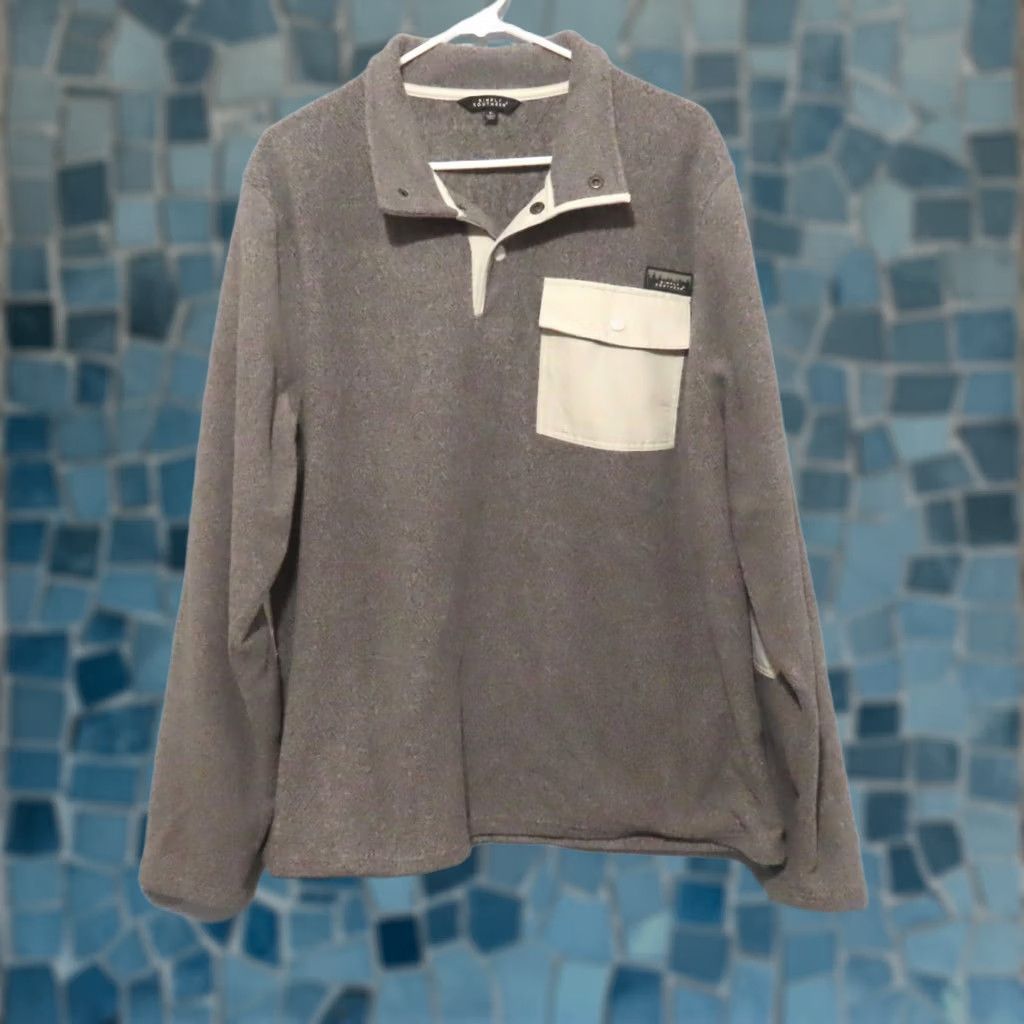 Vintage Simply Southern Gray Pullover Men’s Large 1/4 Snap Fleece Long Sleeve Top Pocket Sweatshirt Mock Neck Size US L / EU 52-54 / 3 - 1 Thumbnail