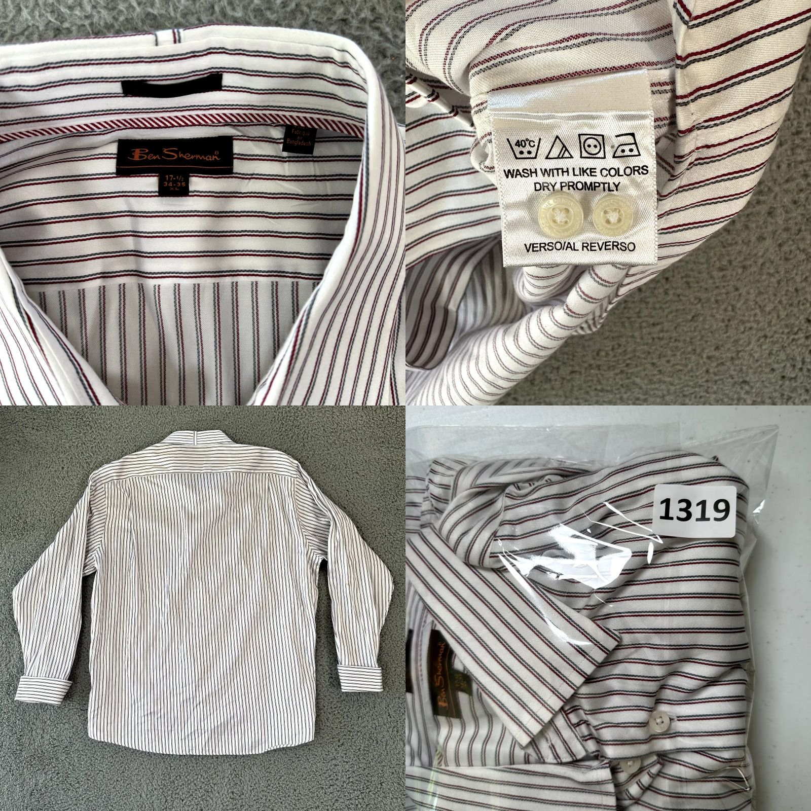 Ben Sherman Ben Sherman Dress Shirt Men XL Multicolor Striped Button Up Long Sleeve Cuffed Size 46R - 8 Thumbnail