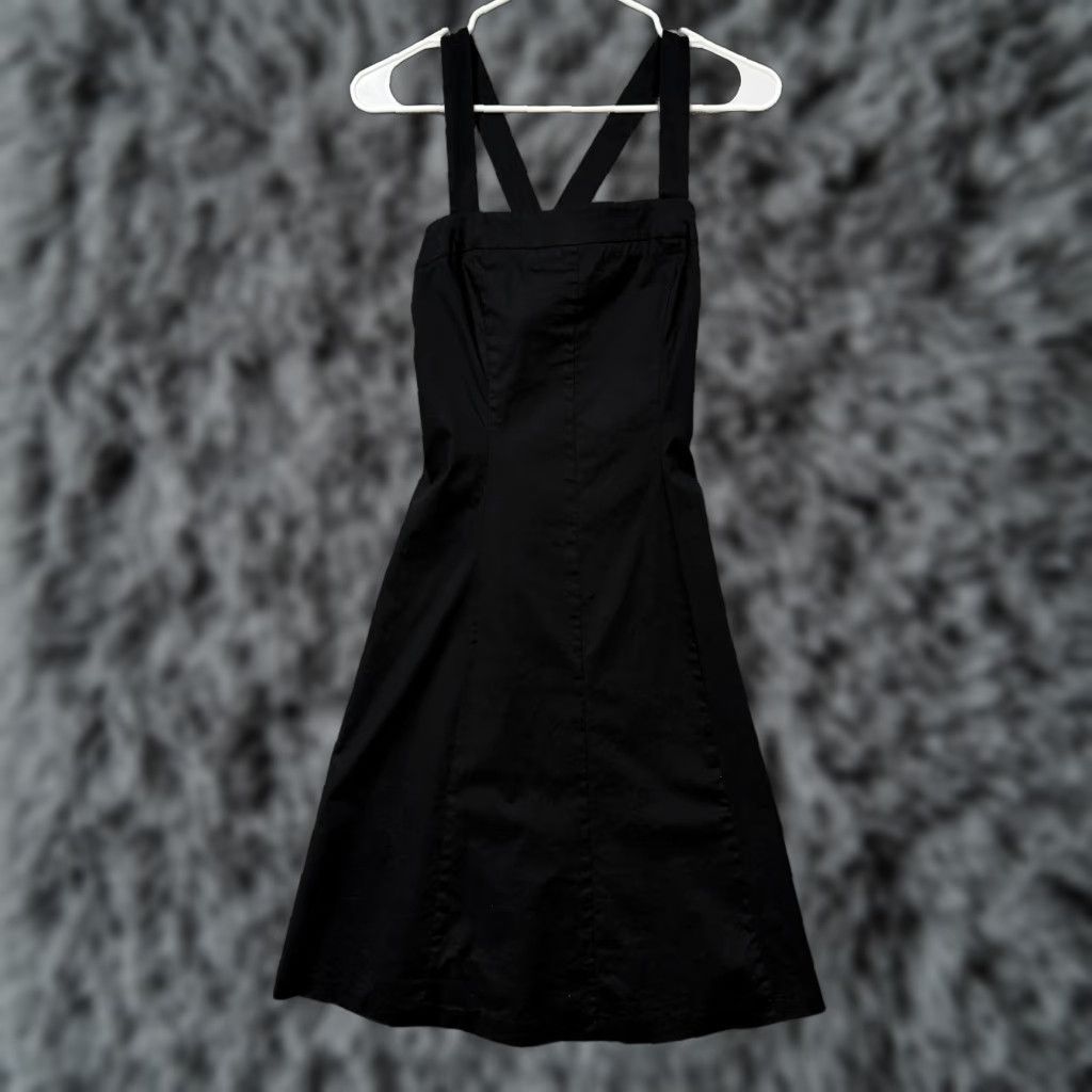 Vintage VINTAGE Yves Cossette Depeche Mode Dress 2 Gothic LBD Black Knee Length Sleeveless Square Neck Women 90s Gothic Preppy Strappy Back Zip Dress Size XS / US 0-2 / IT 36-38 - 1 Thumbnail