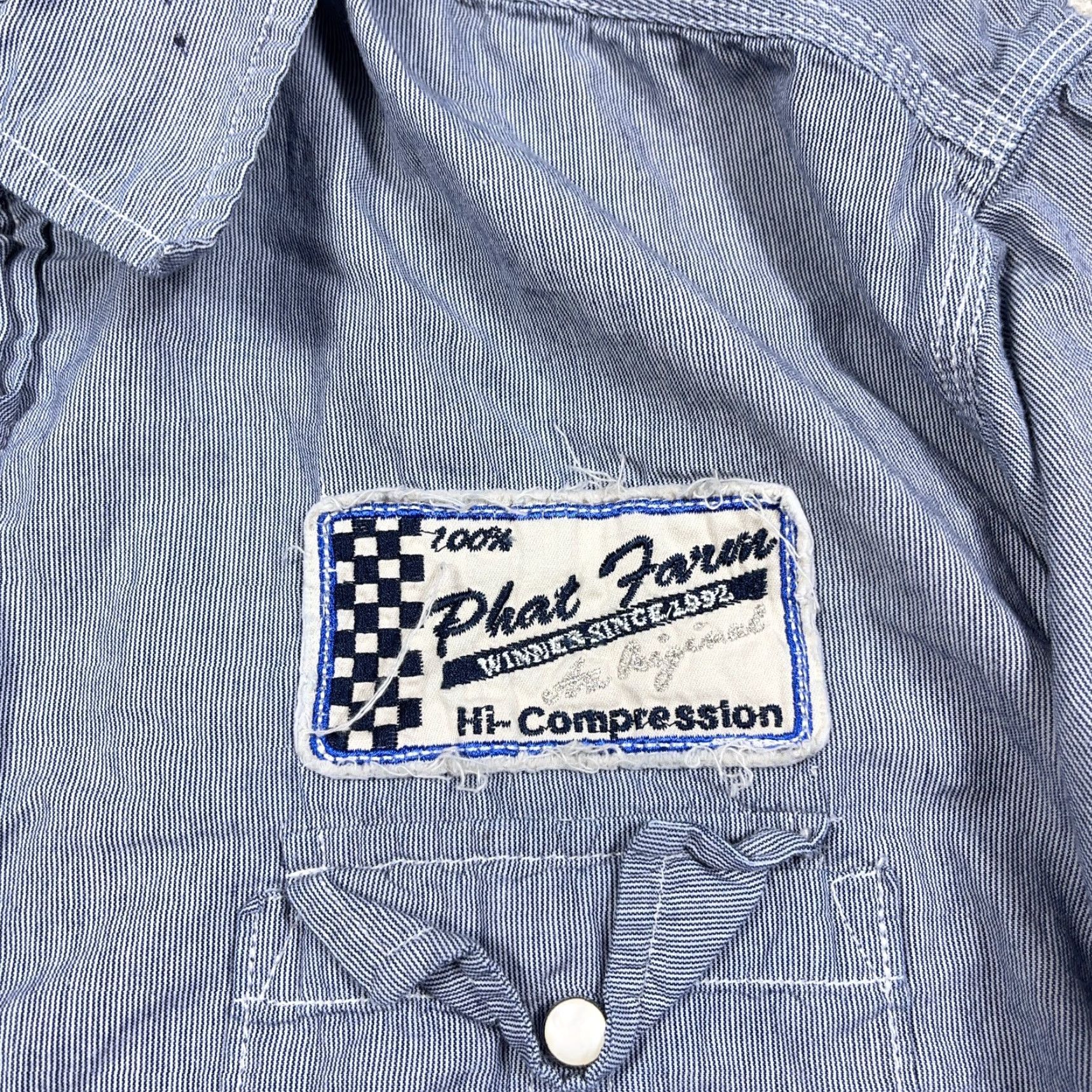 Phat Farm VINTAGE Phat Farm Shirt Men 2XL Blue Button-Up Short Sleeve Biker Motorcycle Club Embroidered Logo Stripe Pattern Classic Top Sportswear Size US XXL / EU 58 / 5 - 5 Thumbnail