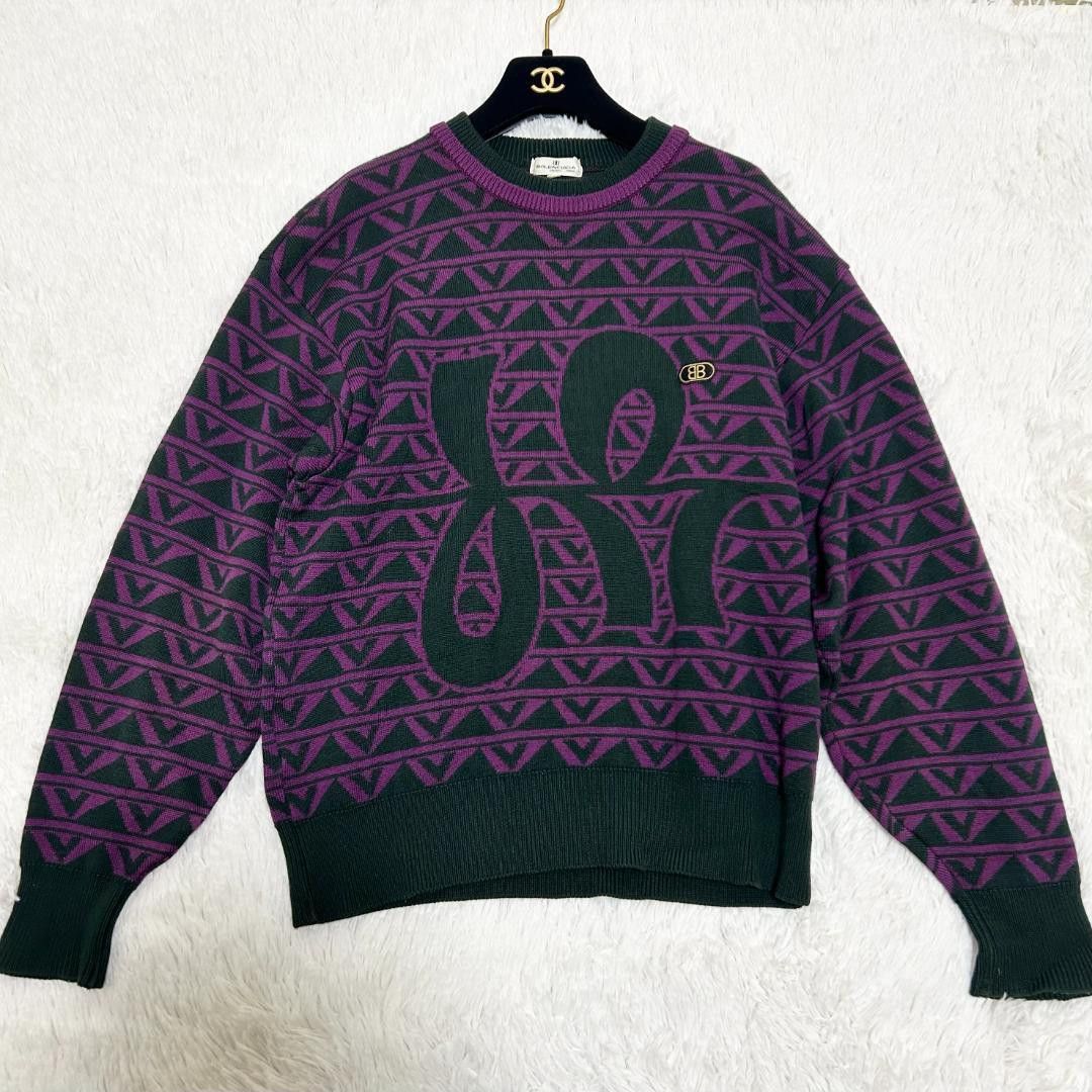 Balenciaga Vintage Knit Sweater Black/Purple Design