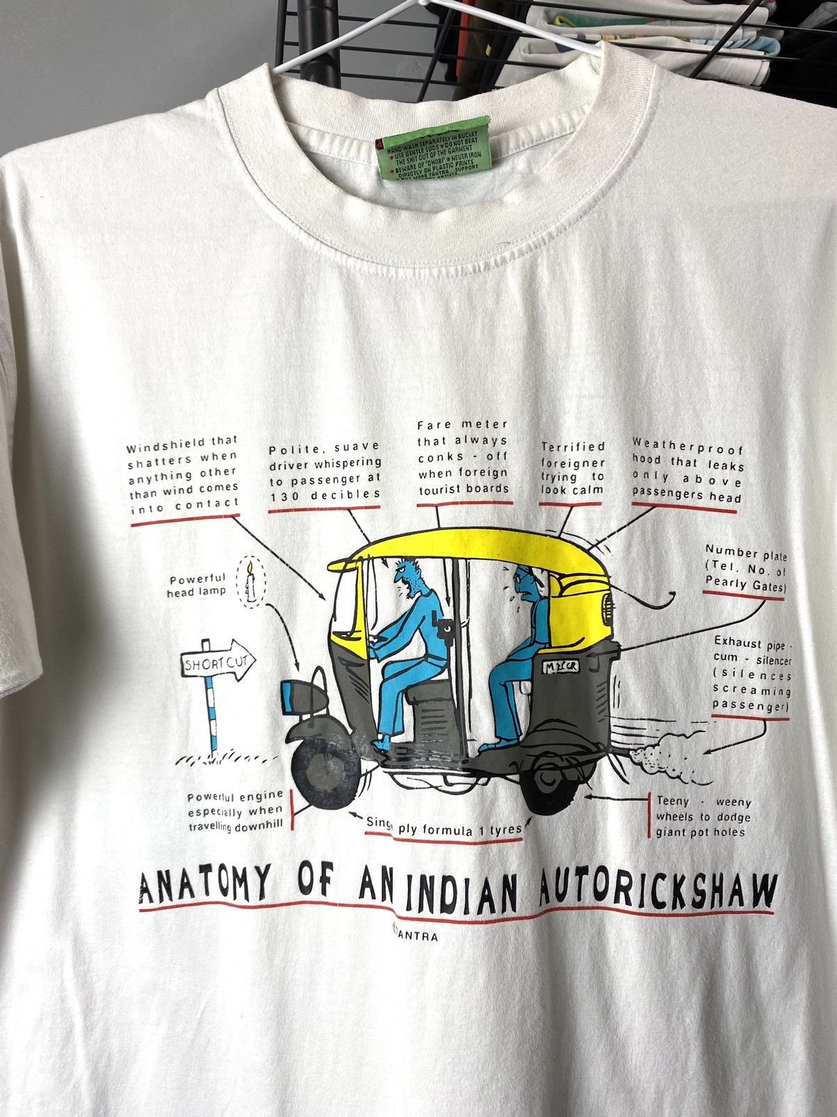 Vintage Vintage 1990’s Anatomy Of Indian Autorickshaw T Shirt Size US M / EU 48-50 / 2 - 2 Thumbnail